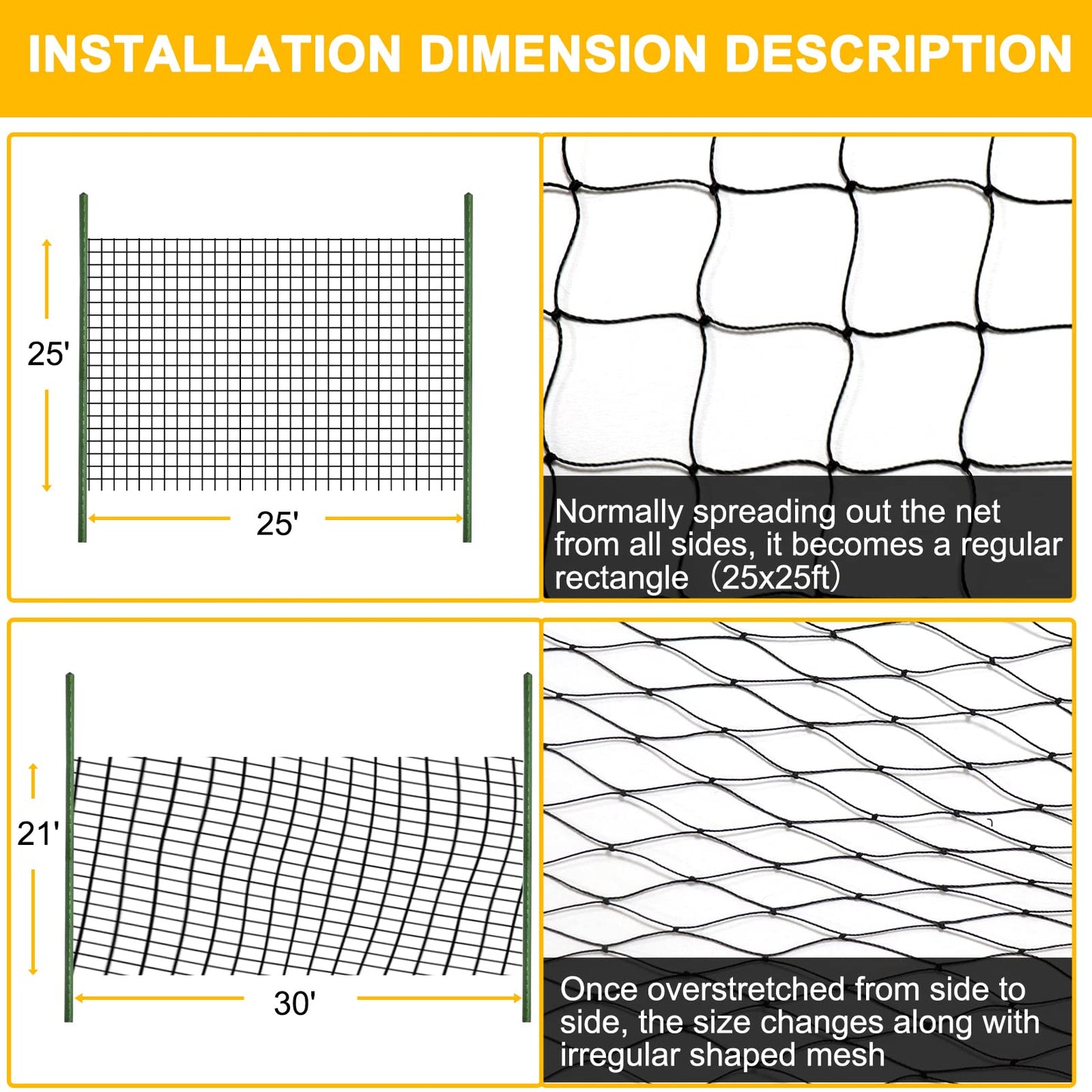 BSTPCOO Chicken Netting 25'x25' with 1" Mesh Nylon Bird Netting for Chicken Coop, Heavy Duty Poultry Net Bird Net for Garden Deer Fence for Fruit Tree