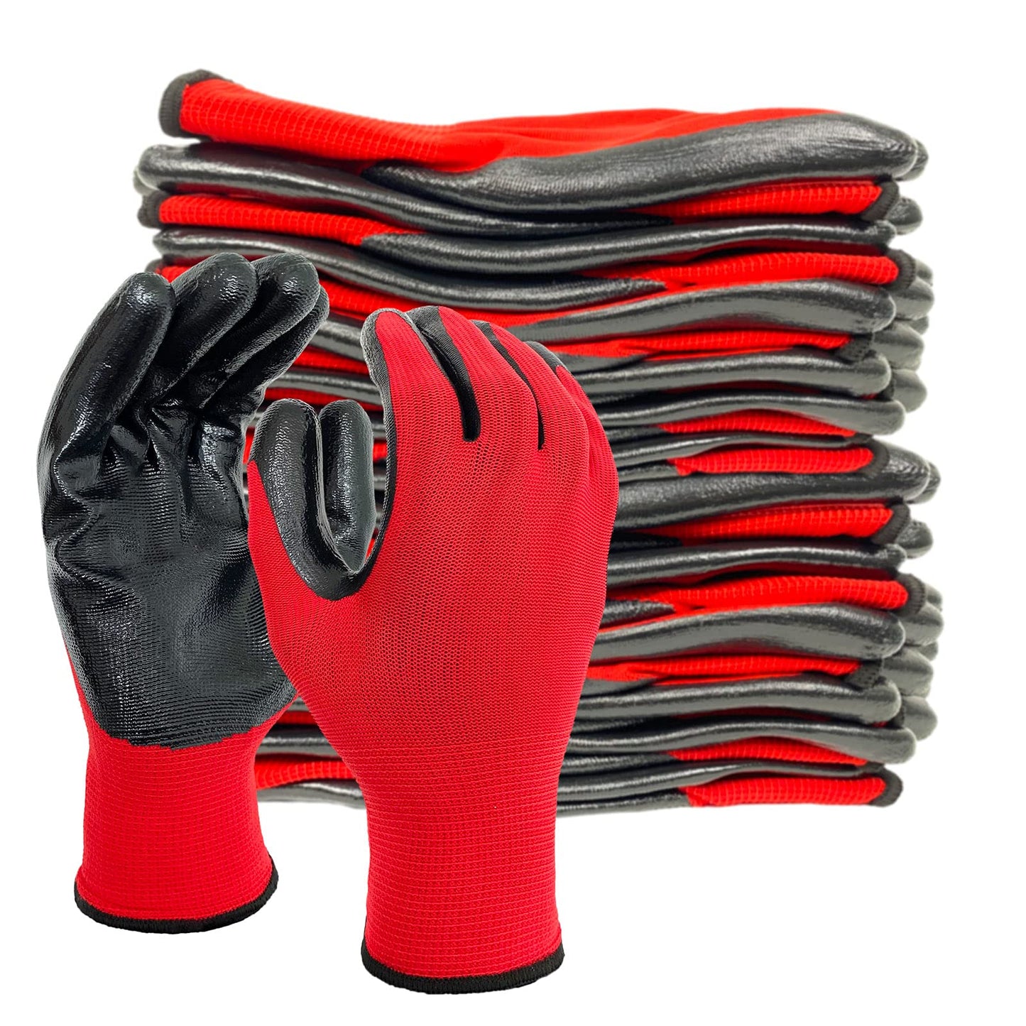 Evridwear Nitrile Coated Work Gloves,Superior Oil Resistance with Grip for Men Women Automotive,Gardening, Mechanic