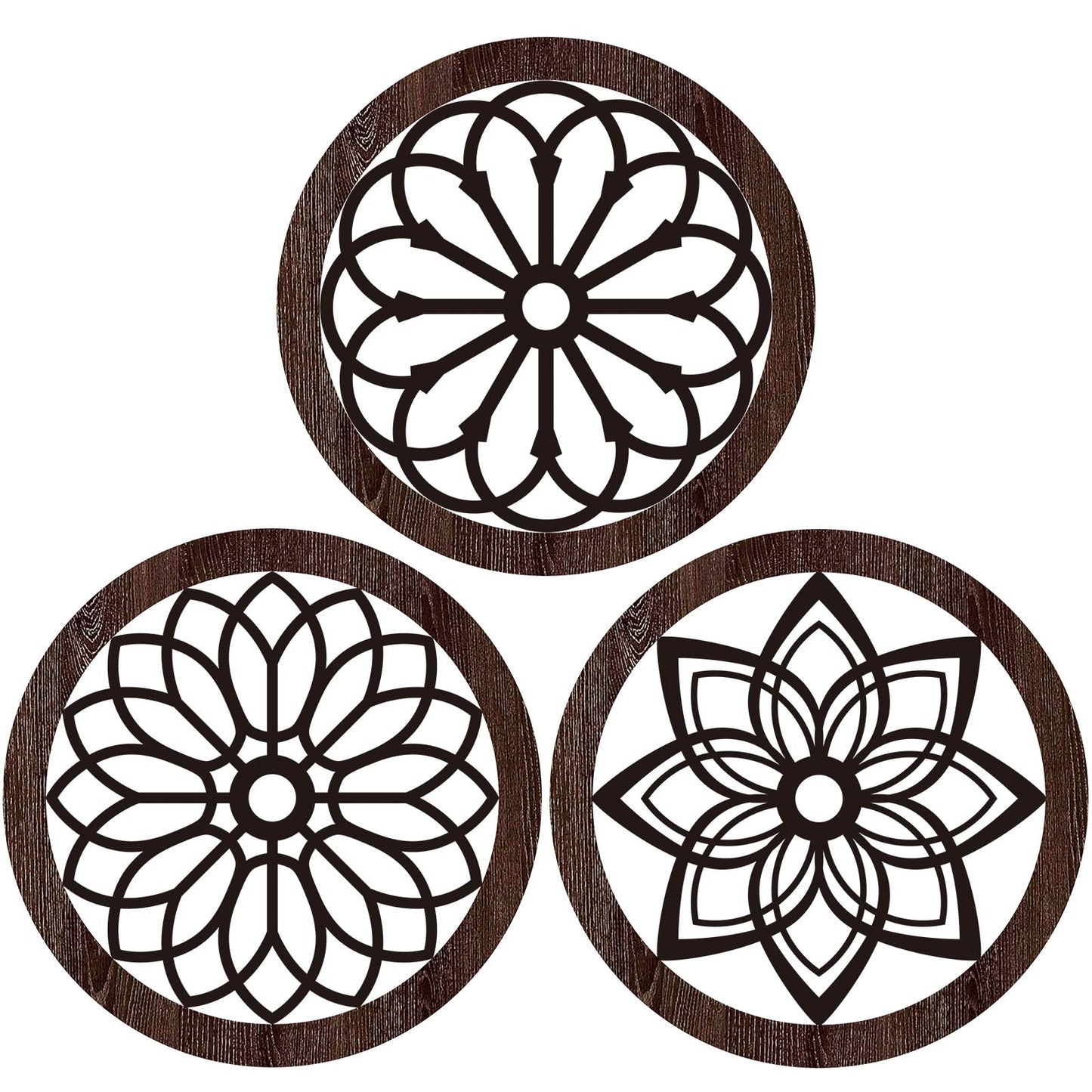 Blulu 3 Pcs Thickened Rustic Wood Wall Decor Rustic Wood Round Wall Art Farmhouse Hanging Decoration for Indoor Outdoor Living Room Bedroom Home Office Kitchen Decoration, 10 Inch(Round,Brown)