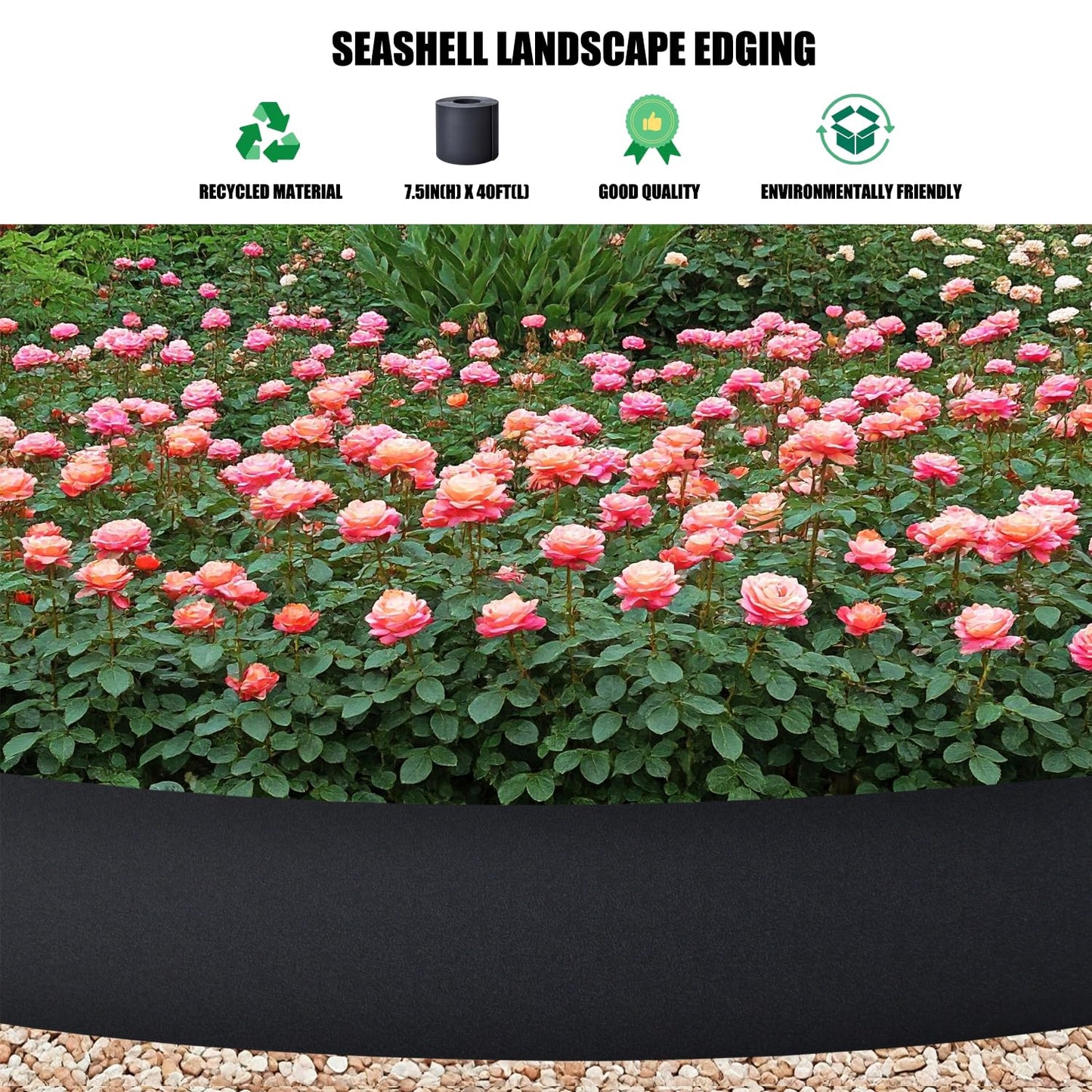 40ft Landscape Garden Edging 7.5 Inch Tall, Dark Gray