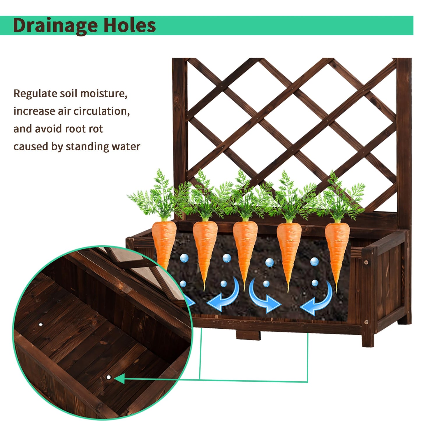 Anraja Raised Garden Bed with Trellis Wooden Planter Box Set of 2 Outdoor Wood Compact Privacy Screen for Climbing Plant Flower Patio Tomato Vegetable Herb Balcony Porch 29.5" L x 17.0" W x 67.0" H