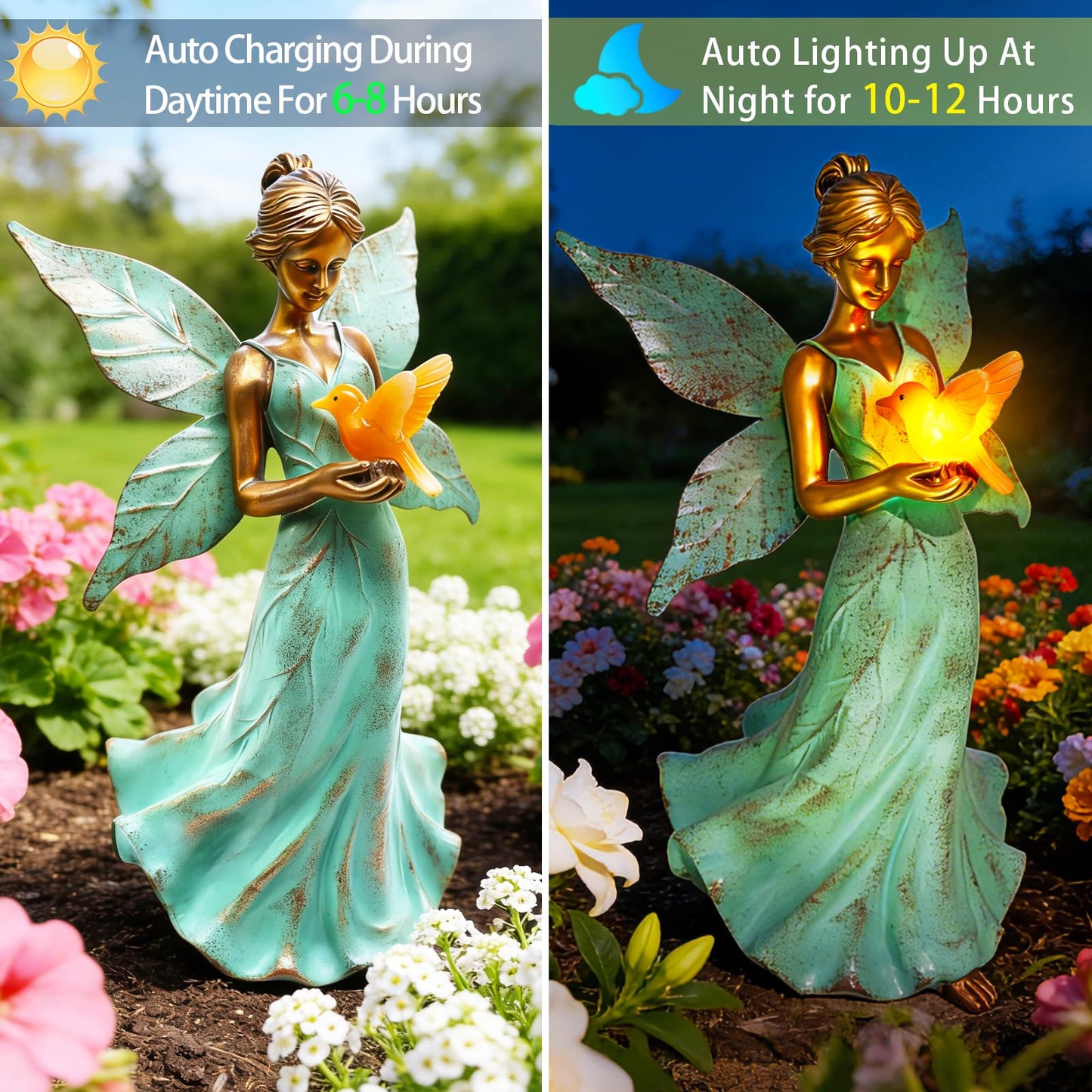 Solar Angel Garden Statues, Outdoor Solar Lights Waterproof, Birthday Gifts for Mom Women Mother's Day, Garden Figurines for Yard Decor Patio Porch Lawn Ornaments