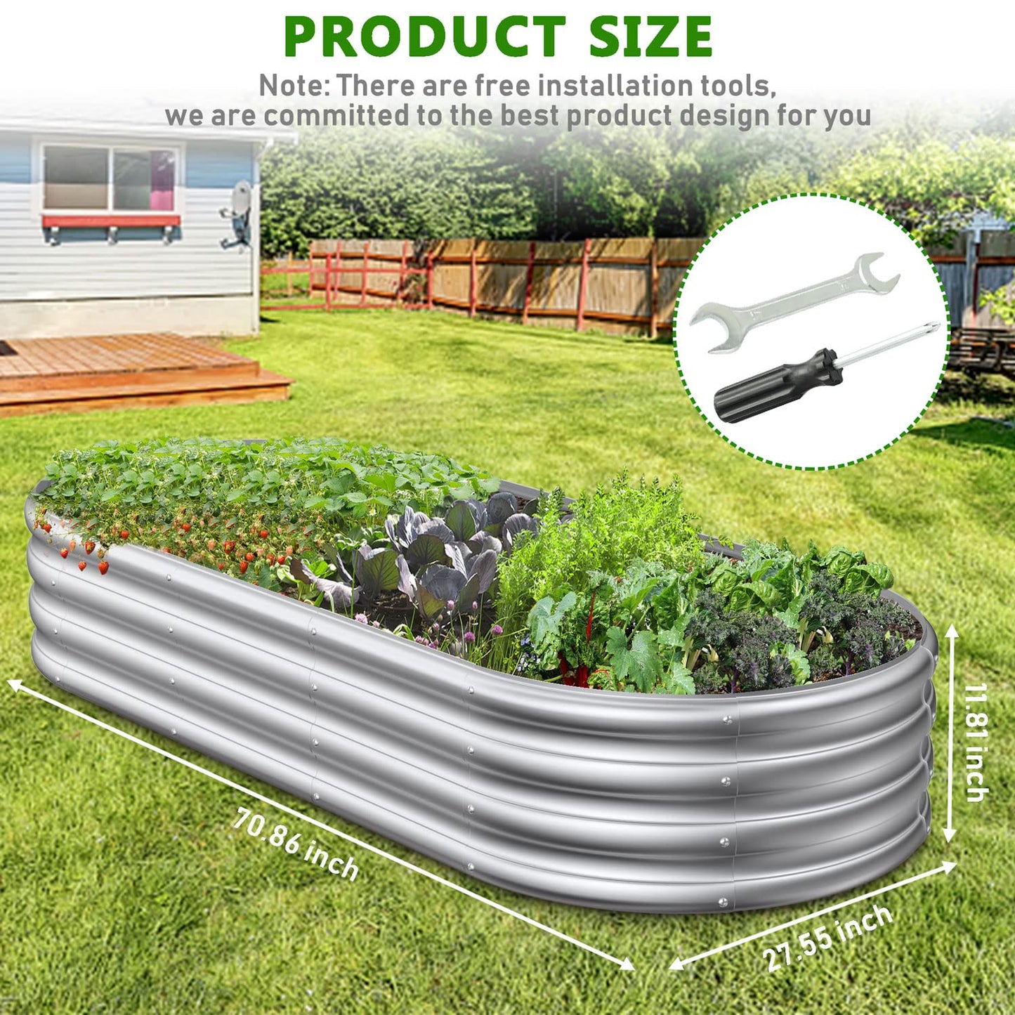 Mostmahes 6x2.3x1ft Raised Garden Bed for Flowers, Outdoor Raised Planter Box, Backyard Raised Garden Bed for Plant