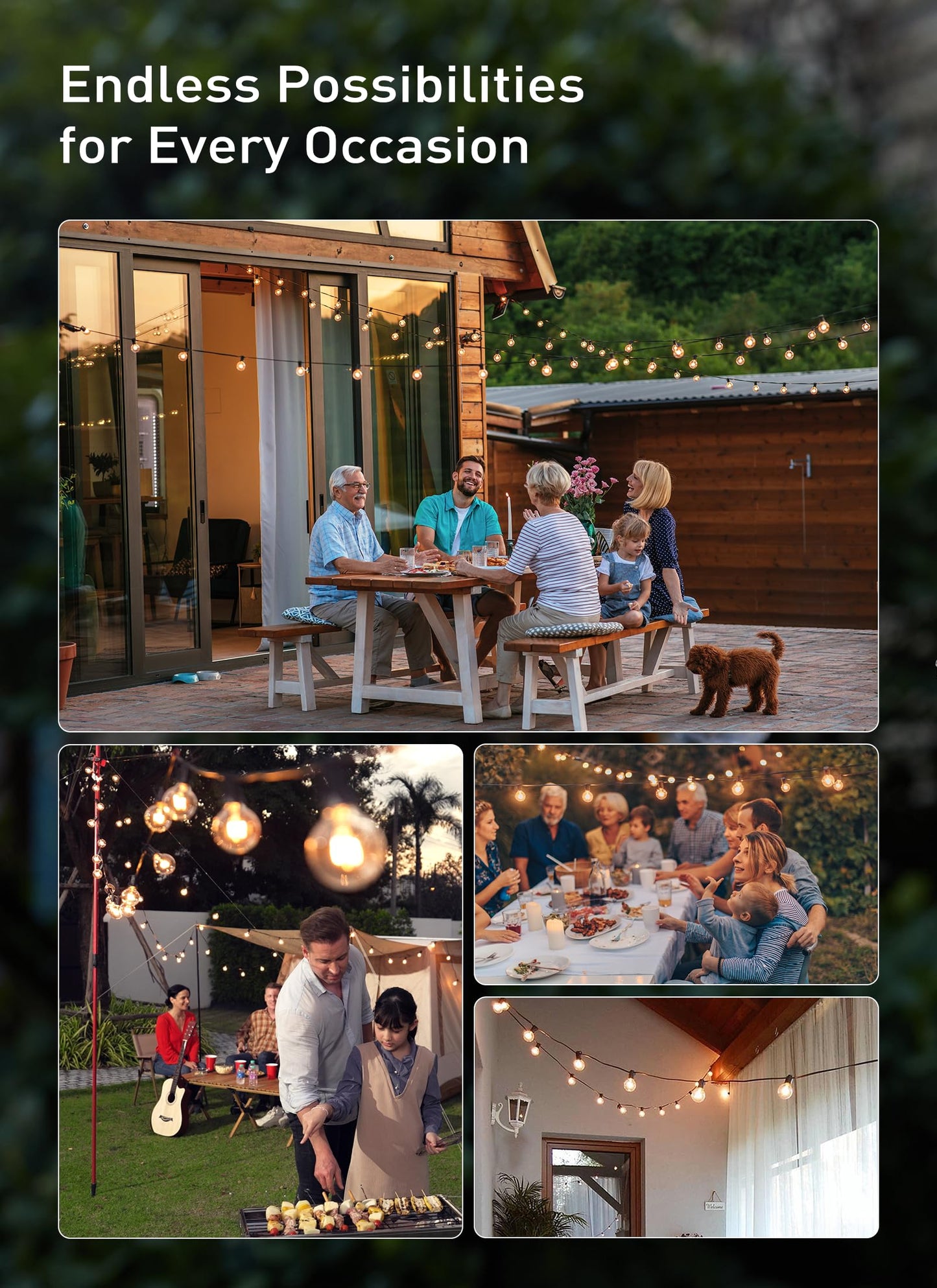 Brightown Outdoor String Lights 30FT G40 Globe Patio Lights with 27 Edison Glass Bulbs(2 Spare), Waterproof Connectable Hanging Light for Backyard Porch Balcony Party Decor, E12 Socket Base, Black