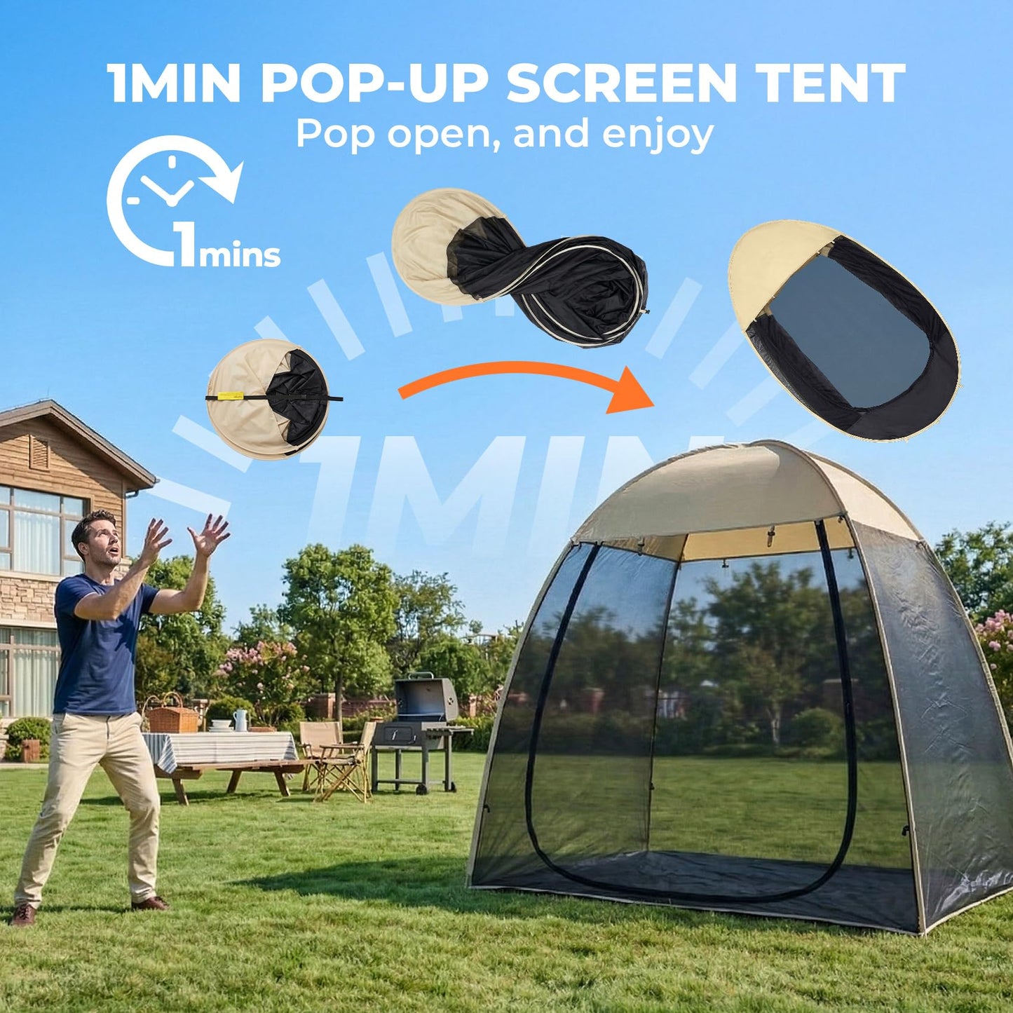 Alvantor® Pop Up Screen House Tent, 7'x4' Instant Camping Screen Room, Screen Gazebo Canopy for Patios/Deck/Backyard, Portable Mesh Tent with Shade Cloths, Easy Set Up, 2-3 Person