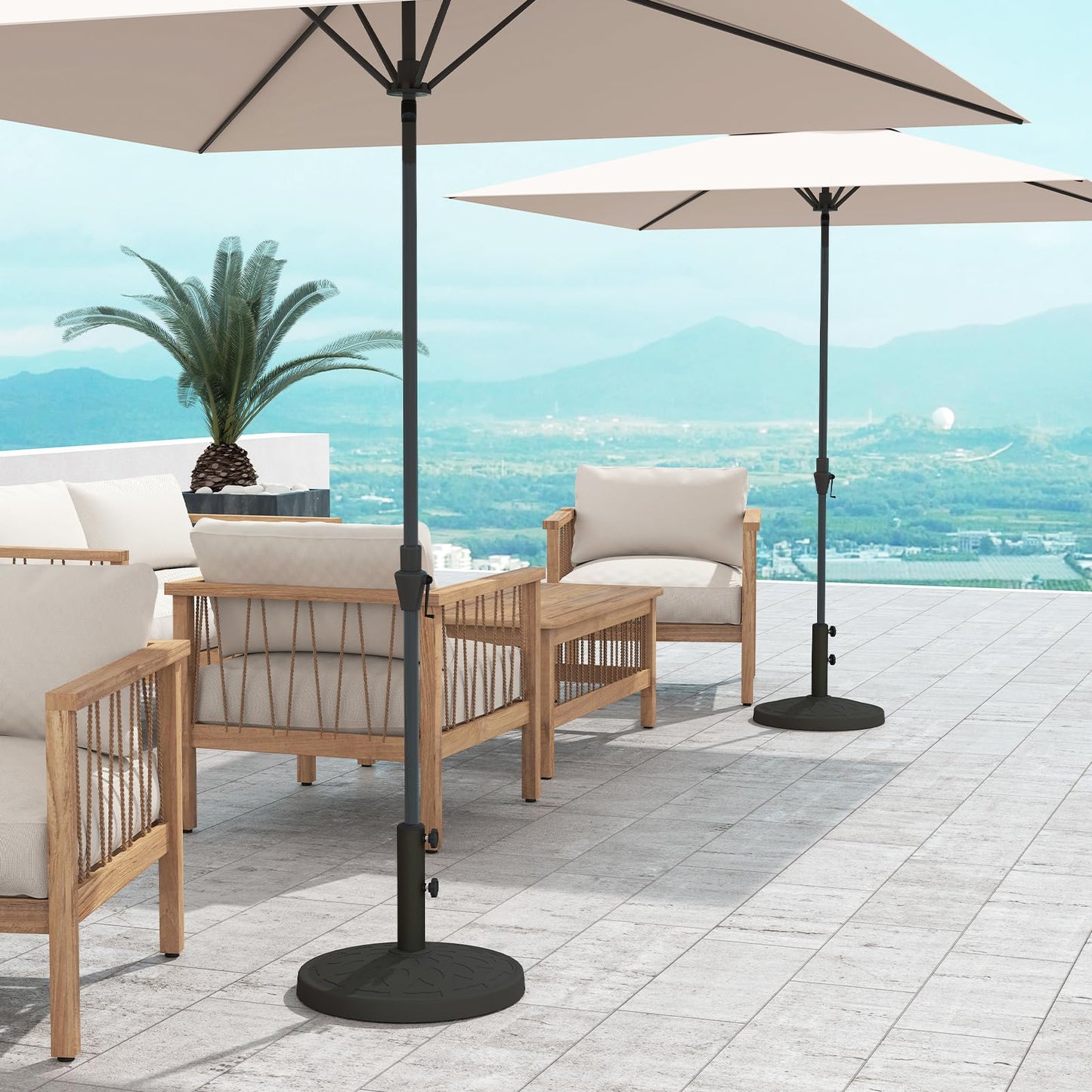 C-Hopetree 42 lb Heavy Duty Round Patio Base Stand for Outdoor Market Table Umbrella, Bronze