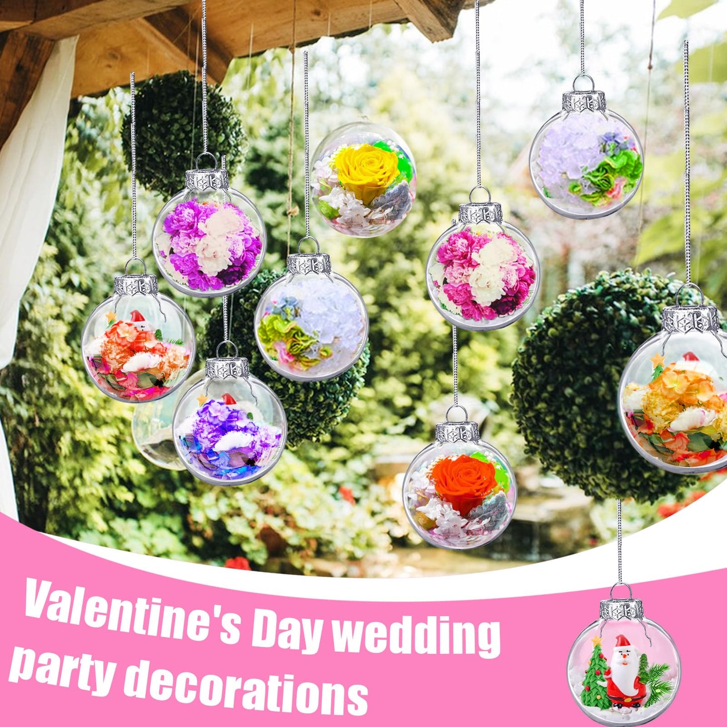 24 Pack 3.15 Inch Clear Plastic Fillable Ornament Balls,Christmas Plastic Ornaments Decorative Ball for Xmas Tree Hanging Transparent Decor Wedding Birthday Decor