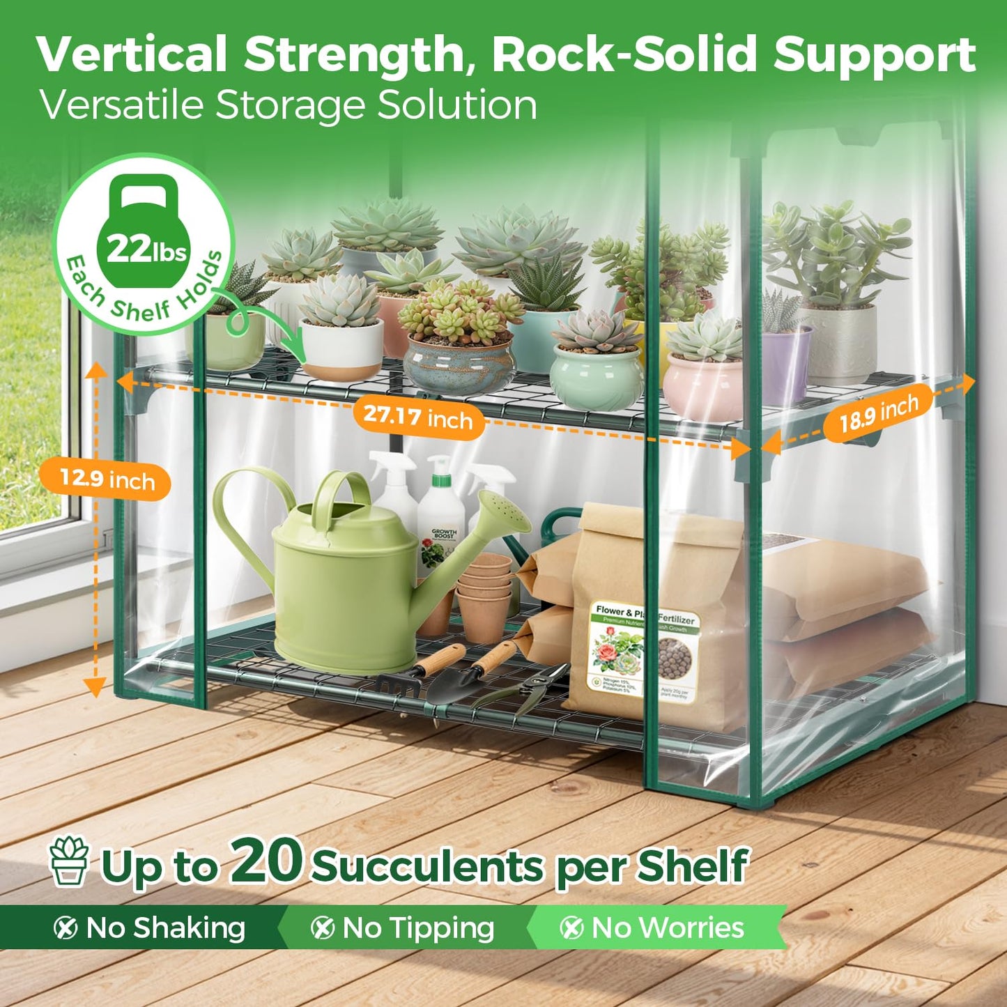 Mini Greenhouse for Outdoors Indoor: 27 x 19 x 62-Inch Ohuhu Small Green House with 4 Tier Shelves, Portable Plastic Greenhouses with Heavy Duty Transparent PVC Cover for Seedling Patio Porch Balcony