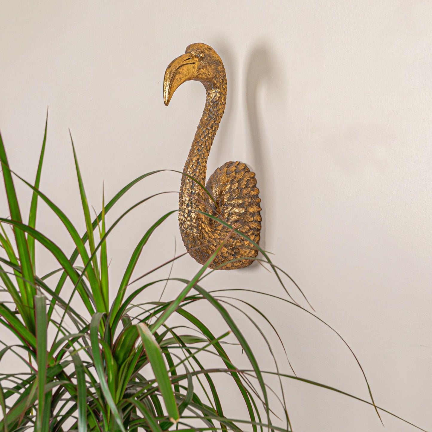 Creative Co-Op Decorative Resin Bird Bust Wall Decor, Gold