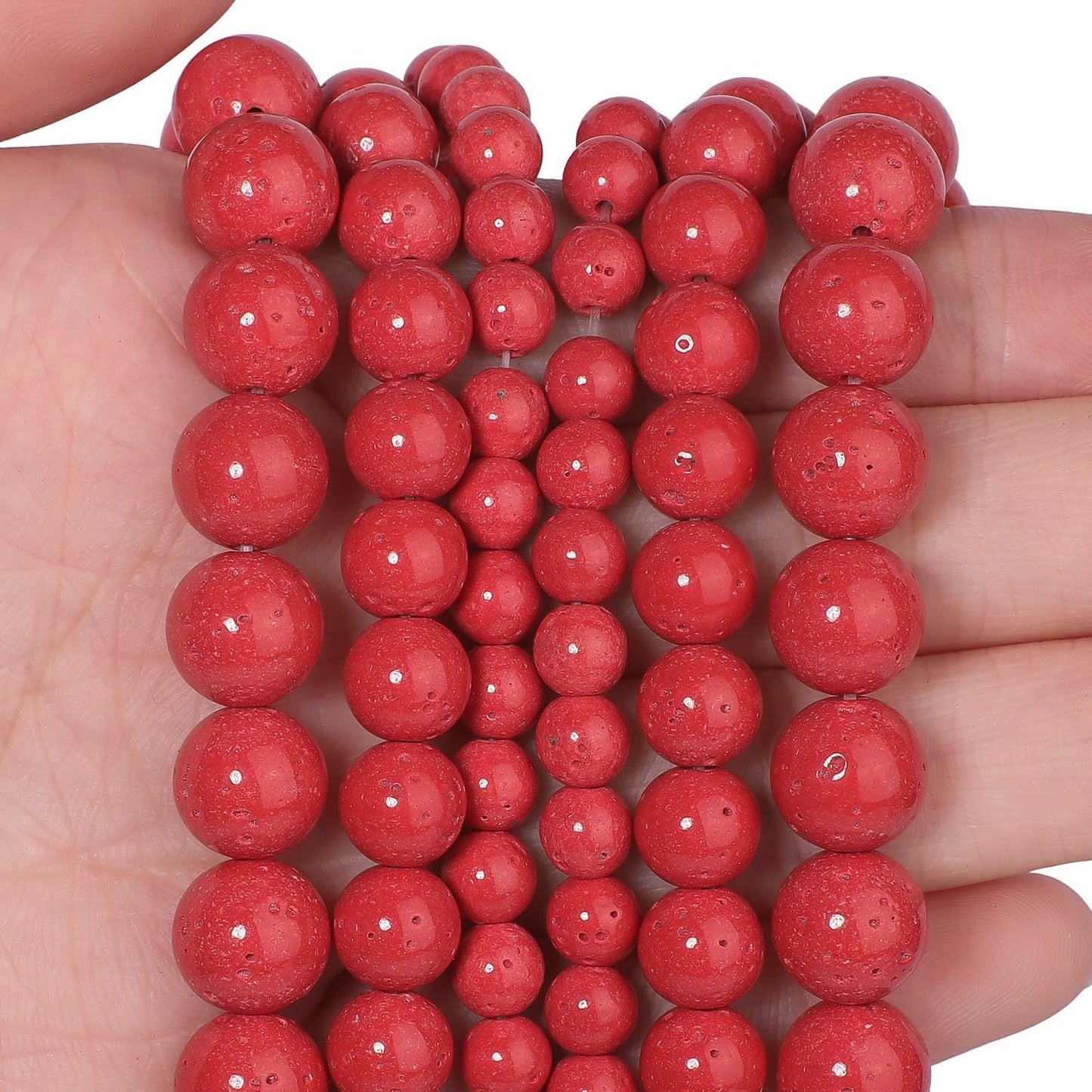 Yochus 45pcs Red Coral Beads，8mm Healing Power Natural Stone Round Loose Gemstone Beads for Jewelry Making Earring Necklace DIY Crafts