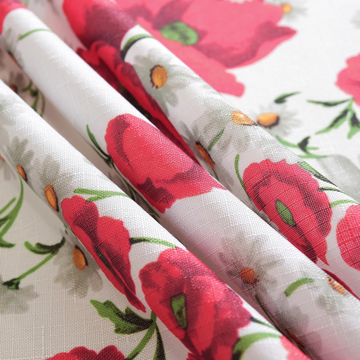 SASTYBALE Spring Summer Tablecloth 52 x 70 Inches Rectangle Red Floral Table Cloth, Washable Water Resistant & Wrinkle Free Polyester Texture Table Cover for Party,Picnics, and Dinner Decor
