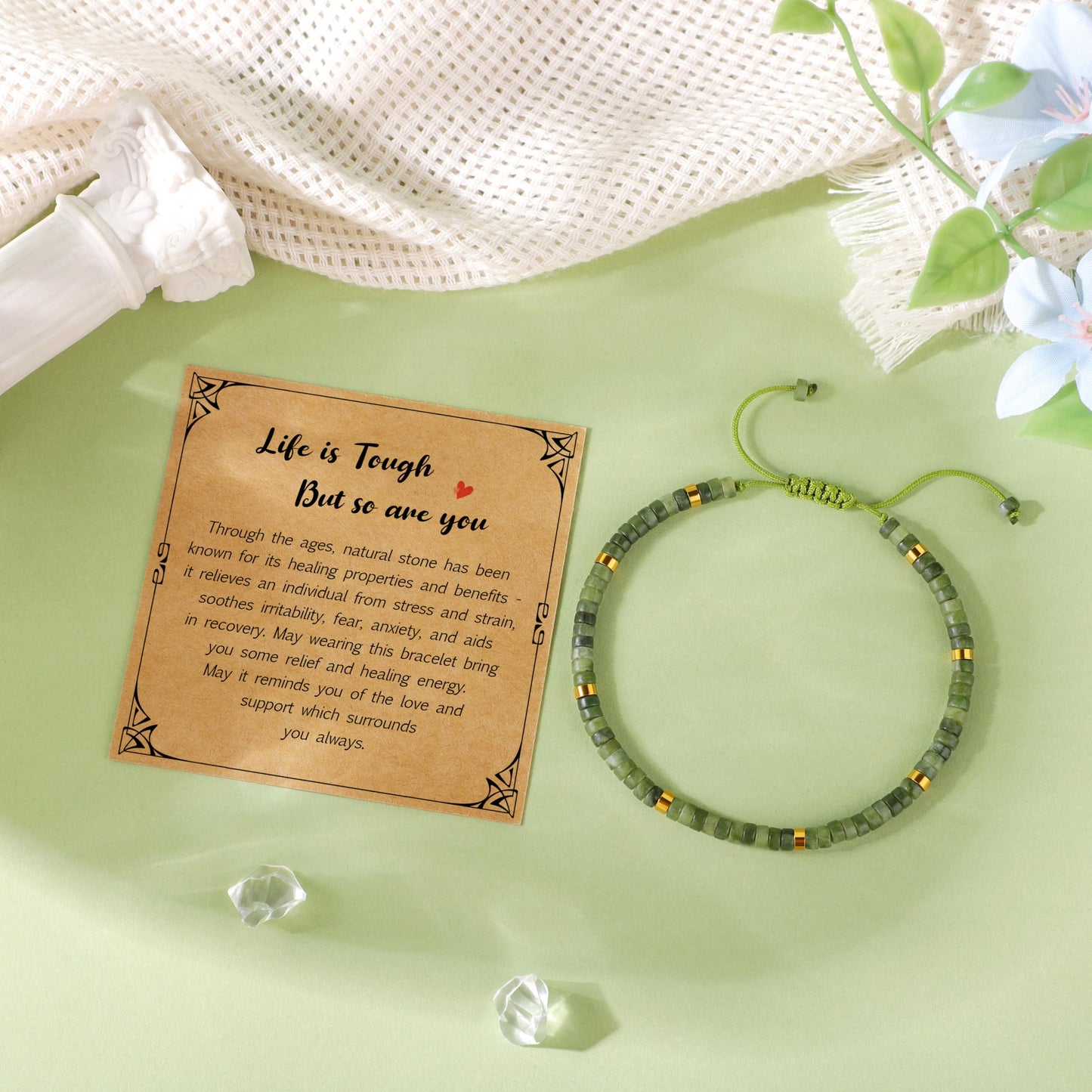 JoycuFF Bracelets for Women, Inspirational Gifts Bracelets for Women, Natural Stone Healing Bracelet, Get Well Gifts for Women Mom Daughter Wife Friend