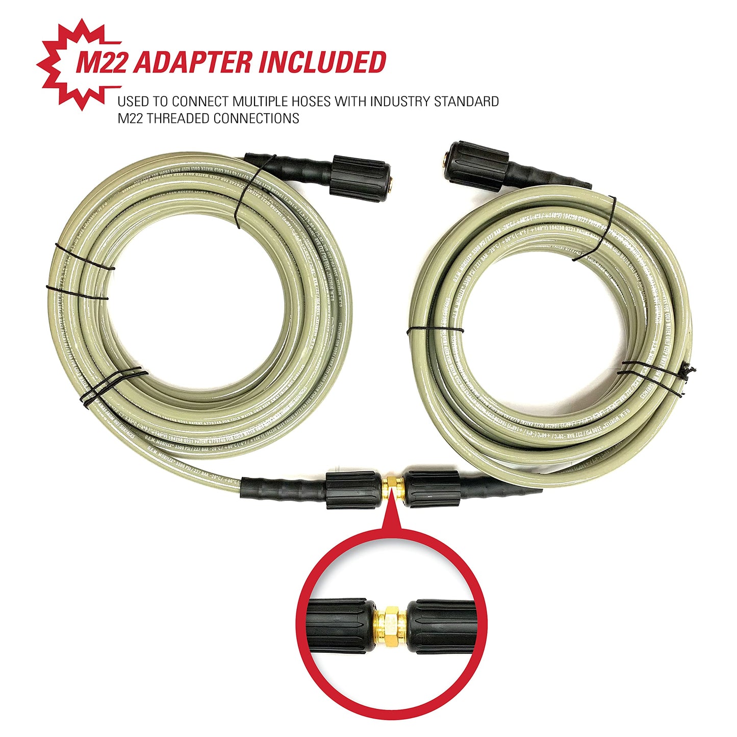 Simpson Cleaning 40225 Morflex Series 3700 PSI Pressure Washer Hose, Cold Water Use, 5/16 Inch Inner Diameter, 25 Feet, Natural
