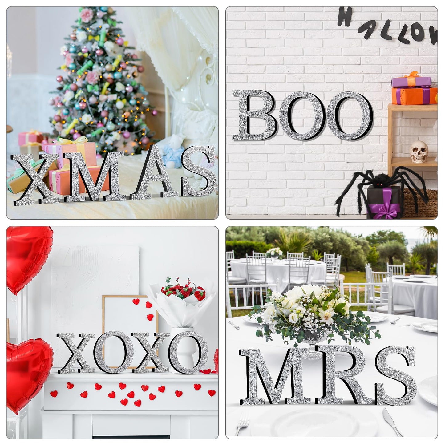 Qunclay Silver Crystal Diamond Bling Letters Crushed Diamond Decoration Wooden Glitter Letter with Screw and Hooks Rhinestone Gift for Wedding Y2k Mcbling Bedroom Wall Decor(Letter A,5.7"l X 5.7"w)