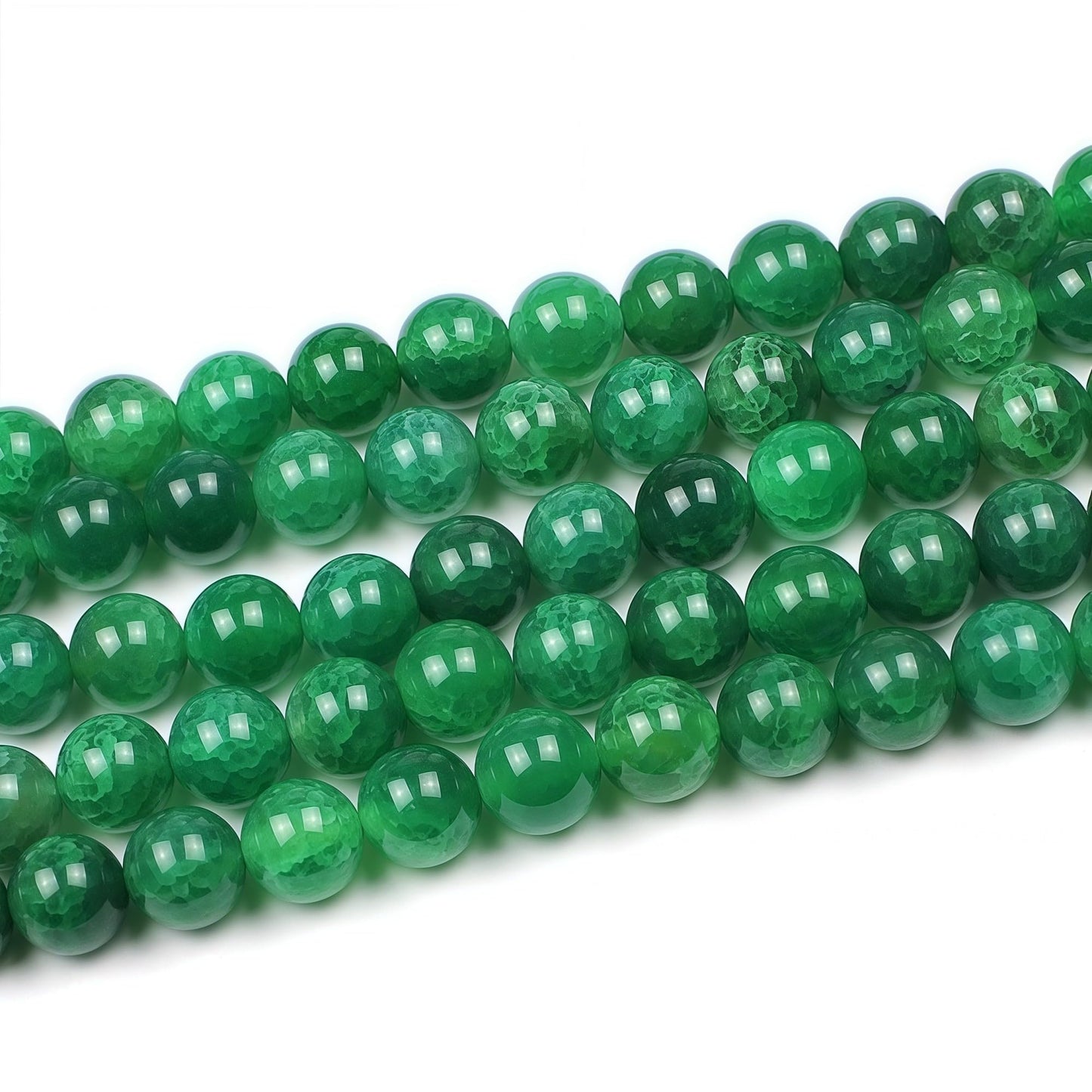 MJDCB Natural Stone Beads 8mm 43pcs Round Green Dragon Vein Agate Loose Gemstone Bead Charms for Jewelry Making Bracelet Necklace Earring Pendant