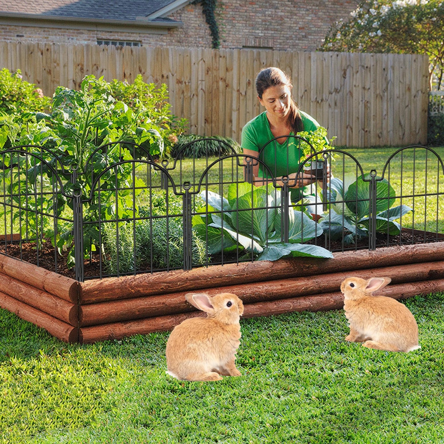Blingluck Garden Fence, 22 in(H) x 10.83 ft(L) Arched Rustproof Metal No Dig Fence Garden Fence Border, Ground Stake Animal Barrier Fence for Rabbit Dog, Outdoor Decor for Yard & Patio