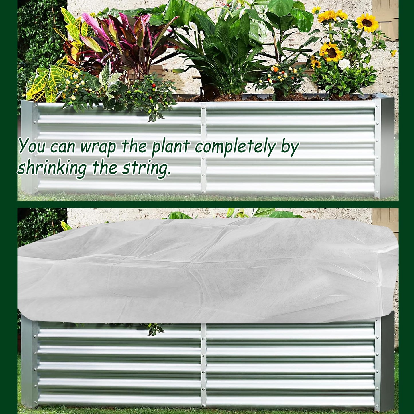 FULEIYA Rectangular Plant Cover Frost Big Size for 4×3×1FT Non Woven Fabric Garden Bed Cover with Zip Drawstring for Winter Cover Protection，Raised Beds Protect Plant Vegetable from Winter Frost