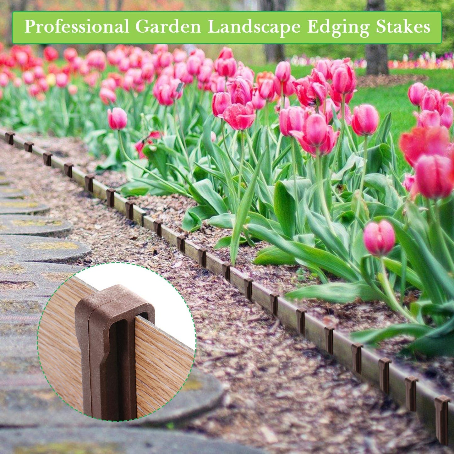 Mudder Plastic Ground Stakes Plastic Landscape Edging Stakes Brown Anchoring Spikes for Edging and Terrace Board and Garden, 10 Inch (Brown,50 Pieces)