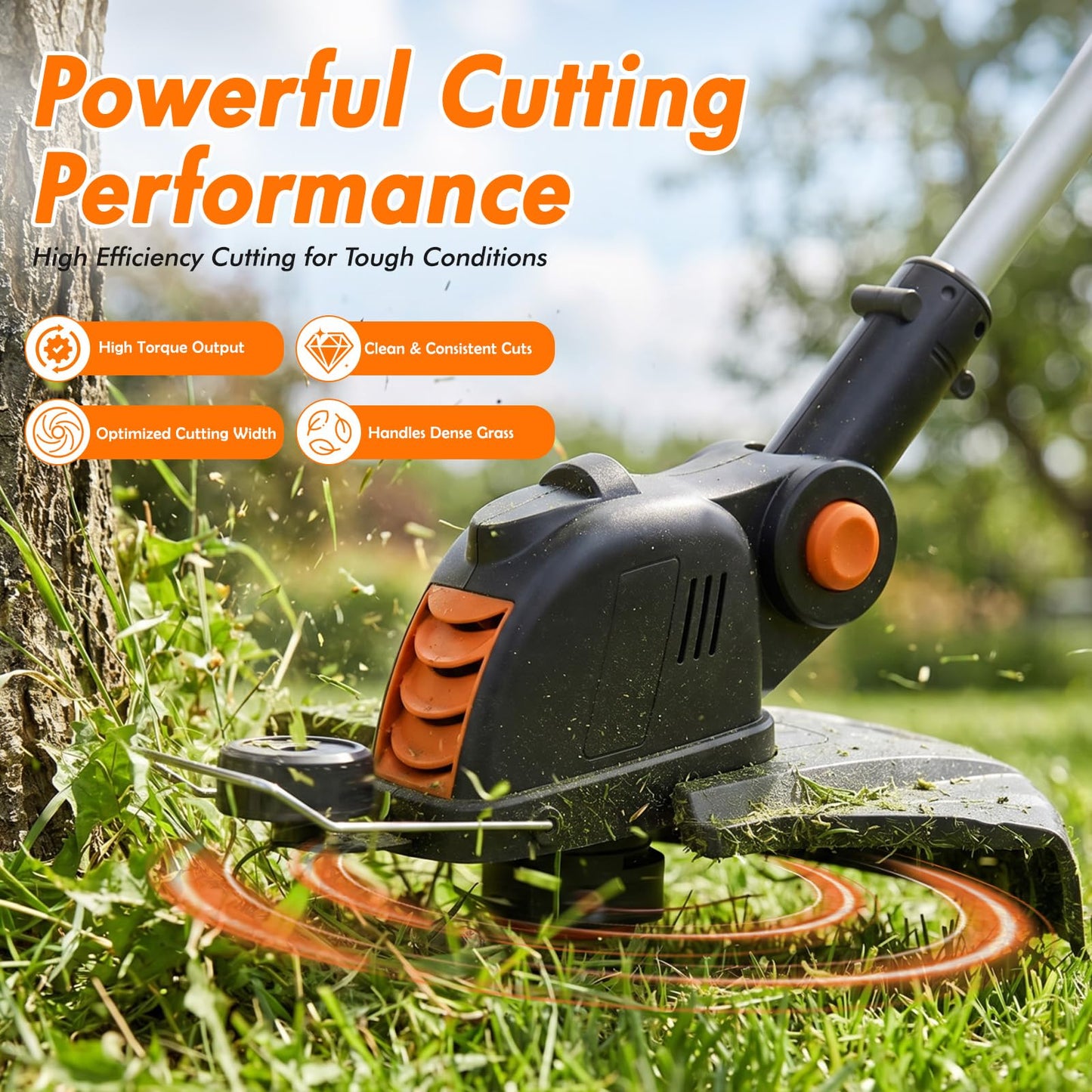 4000mAh Weed Wacker Weed Eater: 21V Electric Cordless Edger and String Trimmer 2in1 Lawn Tool Battery Powered 12 Inch Grass Cutter with 2Pack 4.0Ah Batteries and Charger for Yard Garden Home Use