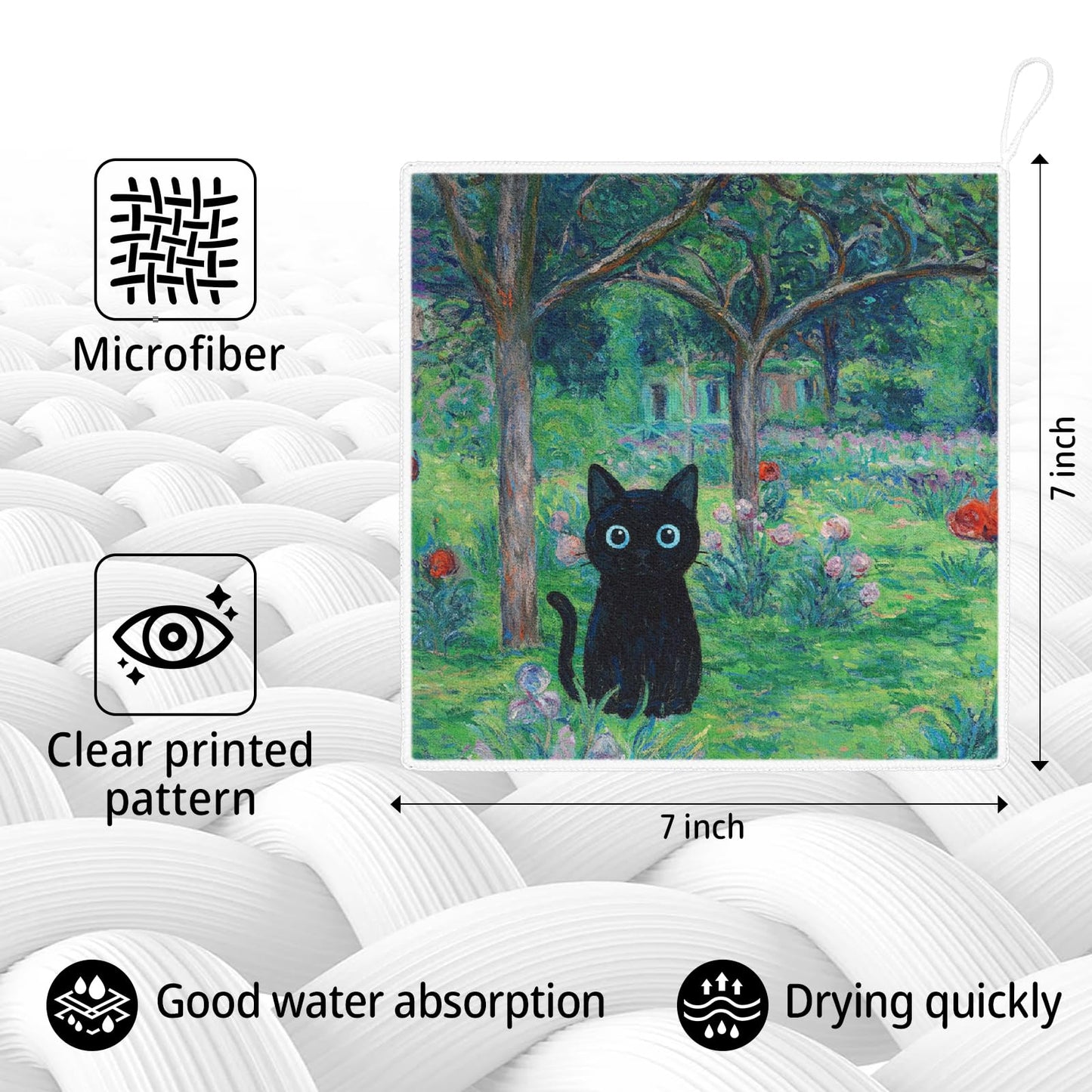 AiHeart Kitchen Dish Cloths,6-Pack Reusable Soft Dishcloths with Hanging Loop,7×7inch Kitchen Towels,Microfiber Hand Towels,Home Decoration,for Housewarming Gifts,Cooking Enthusiasts-Combination A