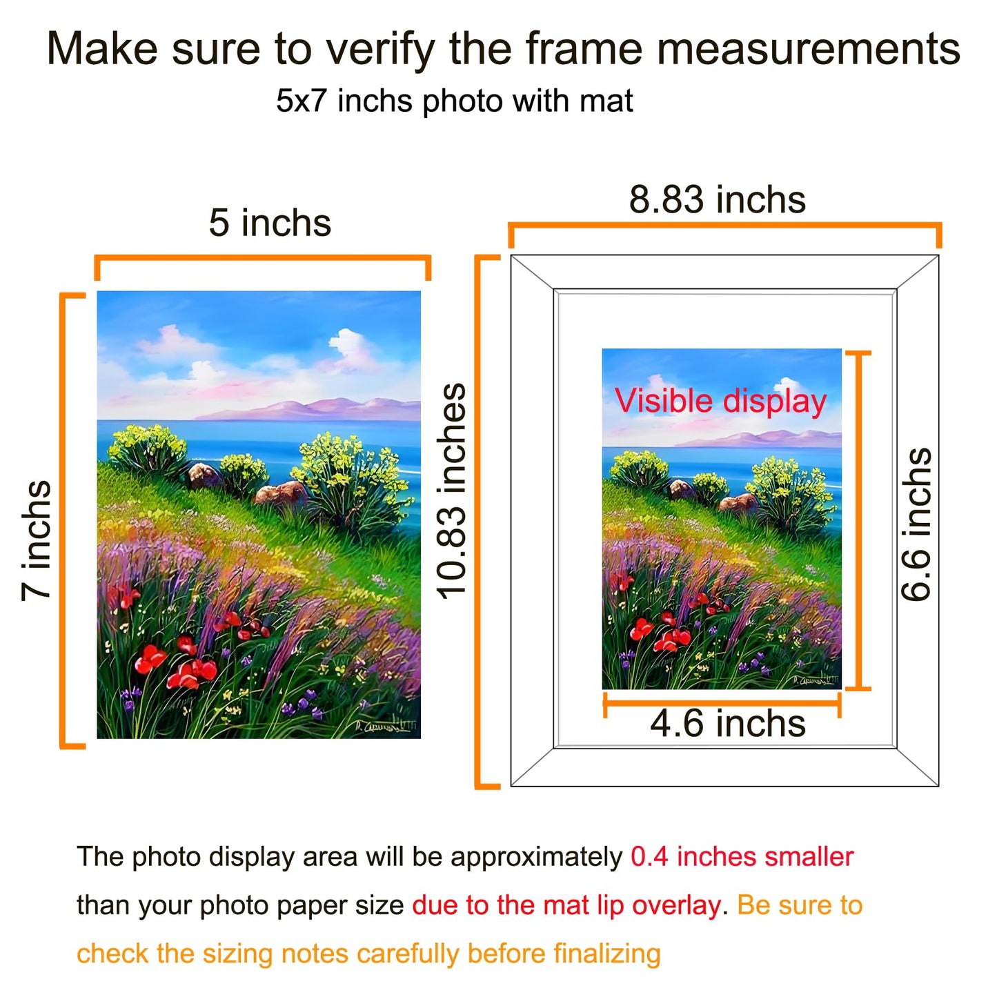 BESCRCL 8x10 Picture Frame Black Set of 6, Display Pictures 5x7 with Mat or 8x10 Without Mat for Wall Mounting or TableTop