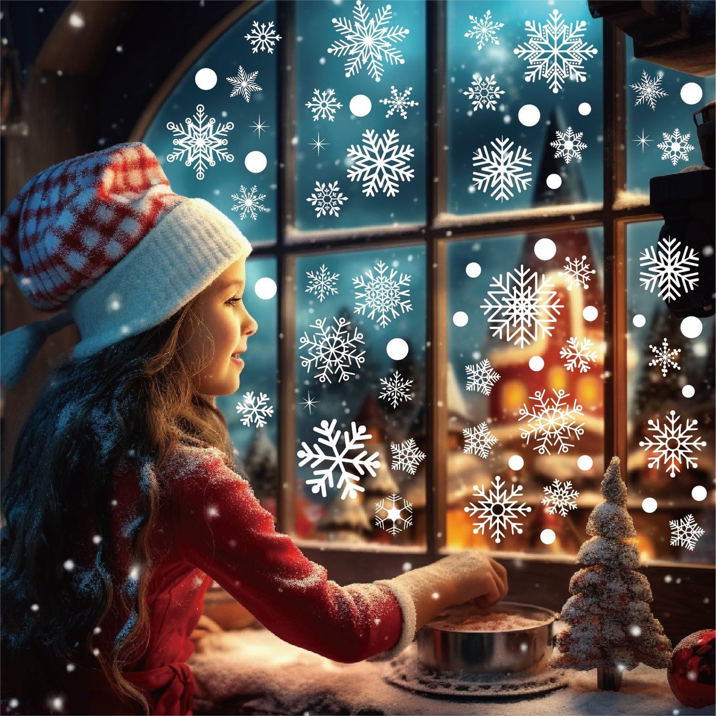 White Snowflakes Window Clings - 8 Sheets 152 Pcs Christmas Snowflake Window Clings Decal Stickers Decor for Glass Windows Classroom Home Office for Winter Wonderland Frozen Theme Party