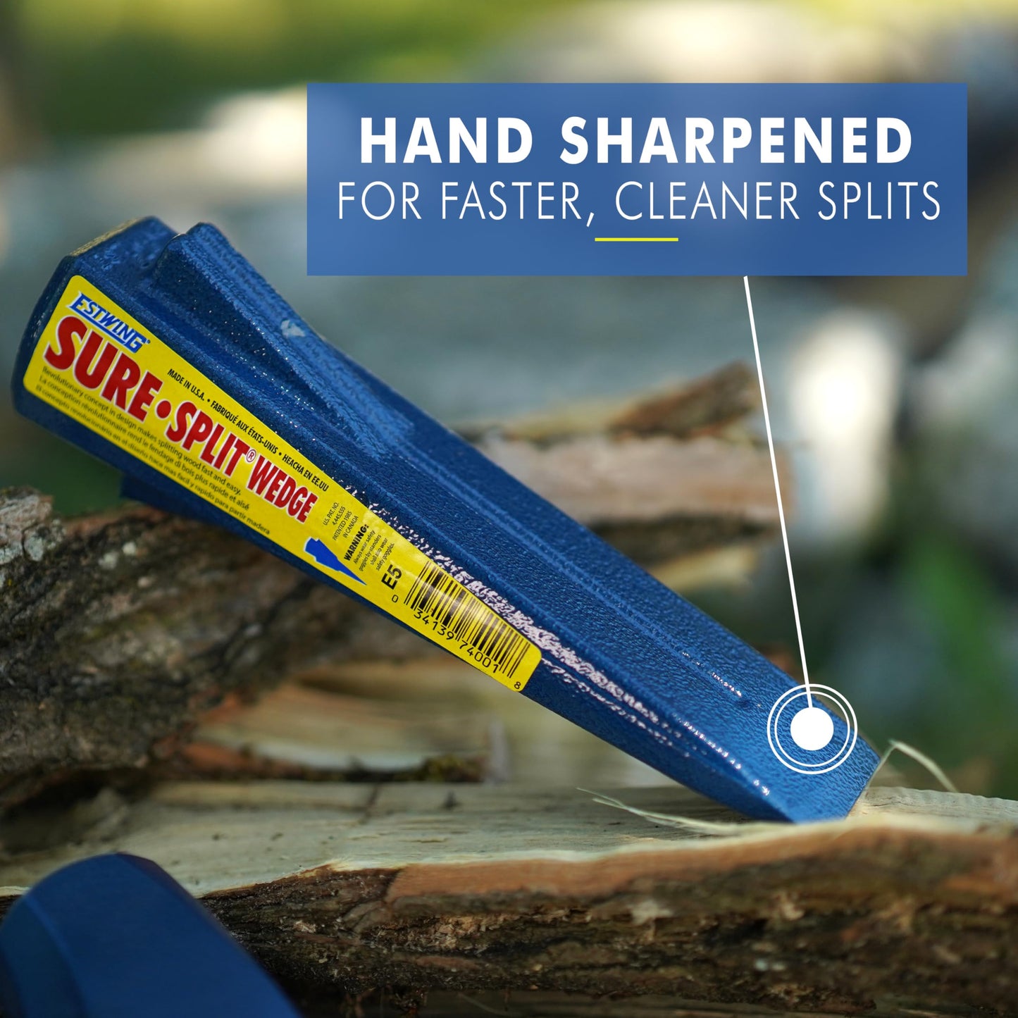 ESTWING Sure Split Wedge - 5-Pound Wood Splitting Tool with Forged Steel Construction & 1-7/8" Cutting Edge - E-5