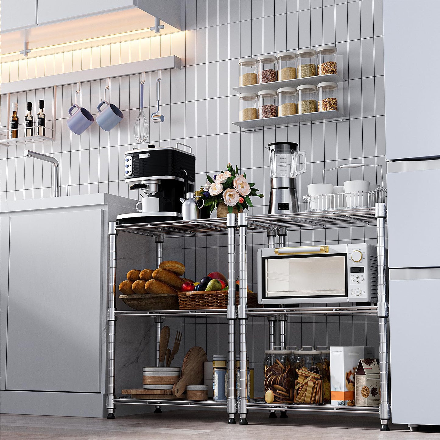M MZG 450 lbs Wire Storage Shelving 3-Tier Utility Shelving Unit Steel Organizer Wire Rack for Home,Kitchen,Office,Chrome(11.8" D x 17.7" W x 26.4" H)