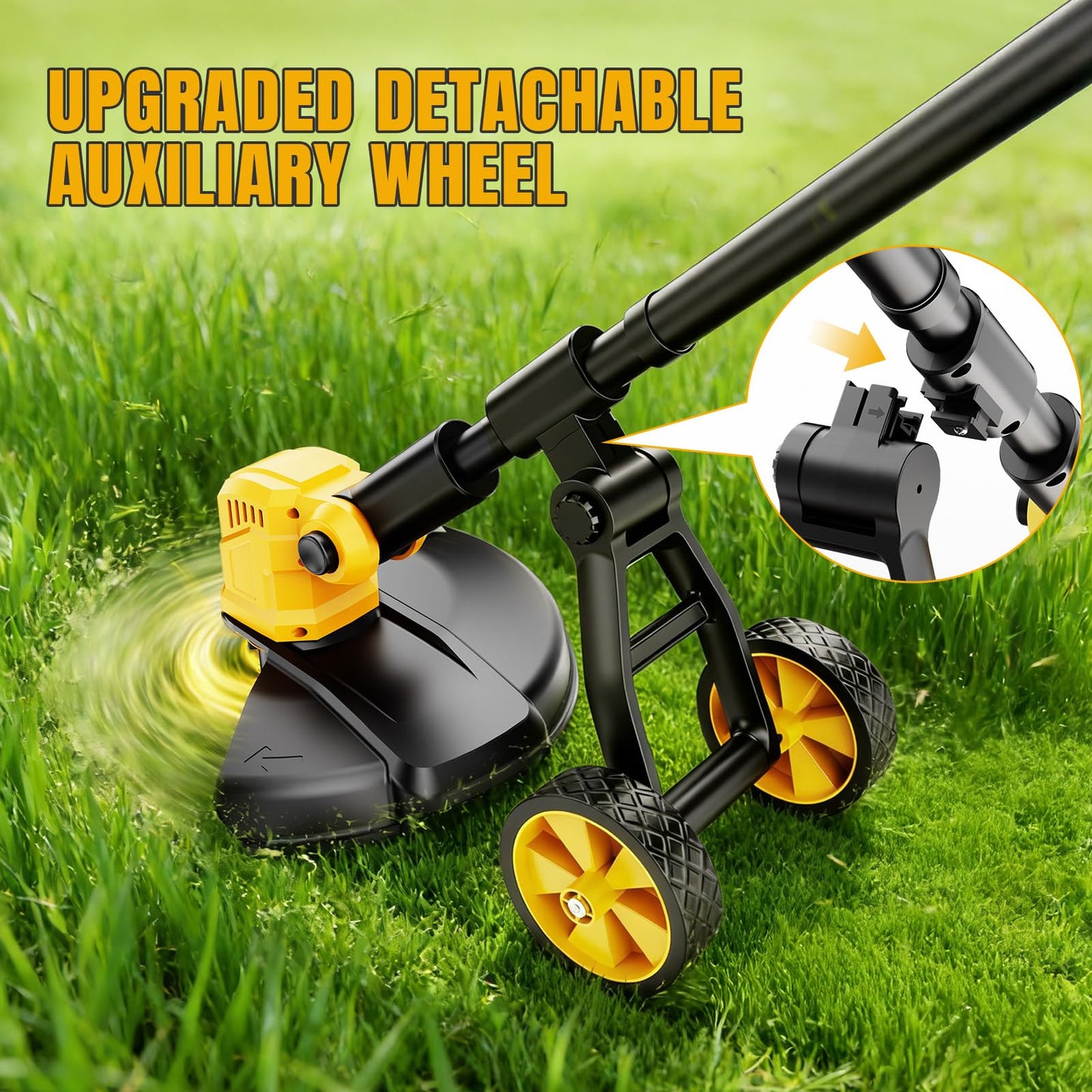 Cordless String Trimmer & Lawn Edger for Dewalt 20V Battery (NO Battery), 14" Electric Weed Eater and Edger Battery Powered, 3 in 1 Lawn Tool Wheeled with 8 Pcs Grass Cutter Spool Line for Yard Garden