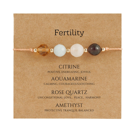 Fezodo Fertility Bracelets For Women, Natural Crystals and Gemstones Energy Healing Crystal Beaded Bracelet Christmas Valentines day Birthday Gift for Friends Women