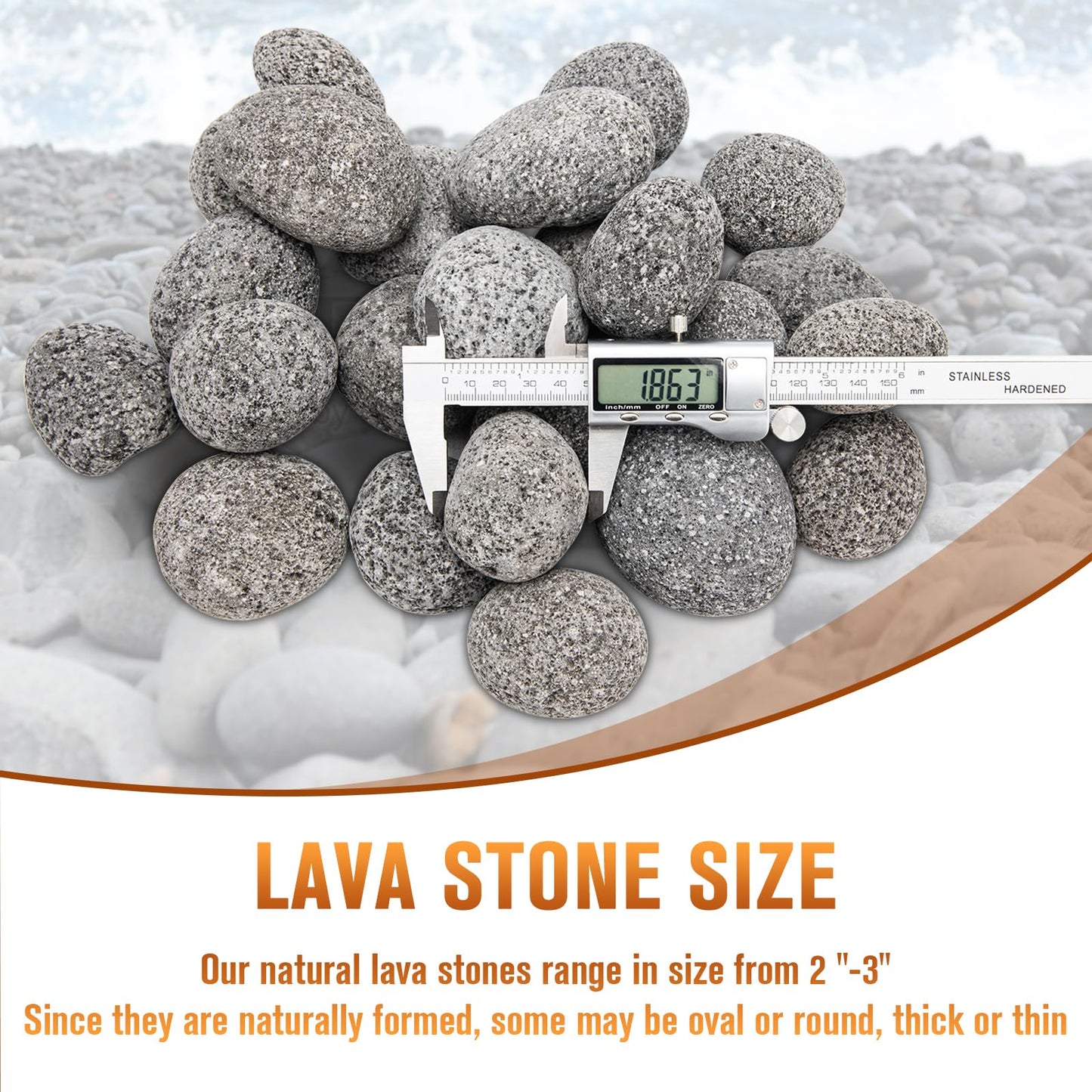 Black Lava Rocks for Fire Pit,2"-3" Natural Lava Stones, Black Lava Rocks for fire Pit and Fireplace（10 Pound）