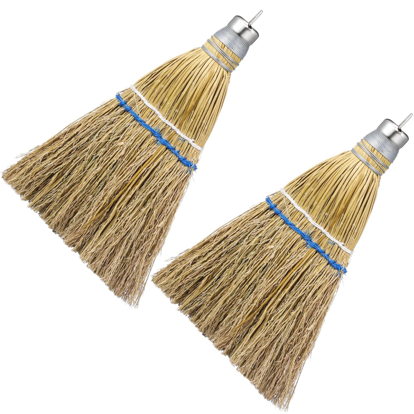 Suclain 1 Pcs 12 Inch Whisk Broom Hand Held Mini Corn Straw Whisk Broom Short Handle with Metal Hanger Halloween for Multi Surface Sweeping Small Hand Brush for Outdoor Car Porch Debris Dust Dirt