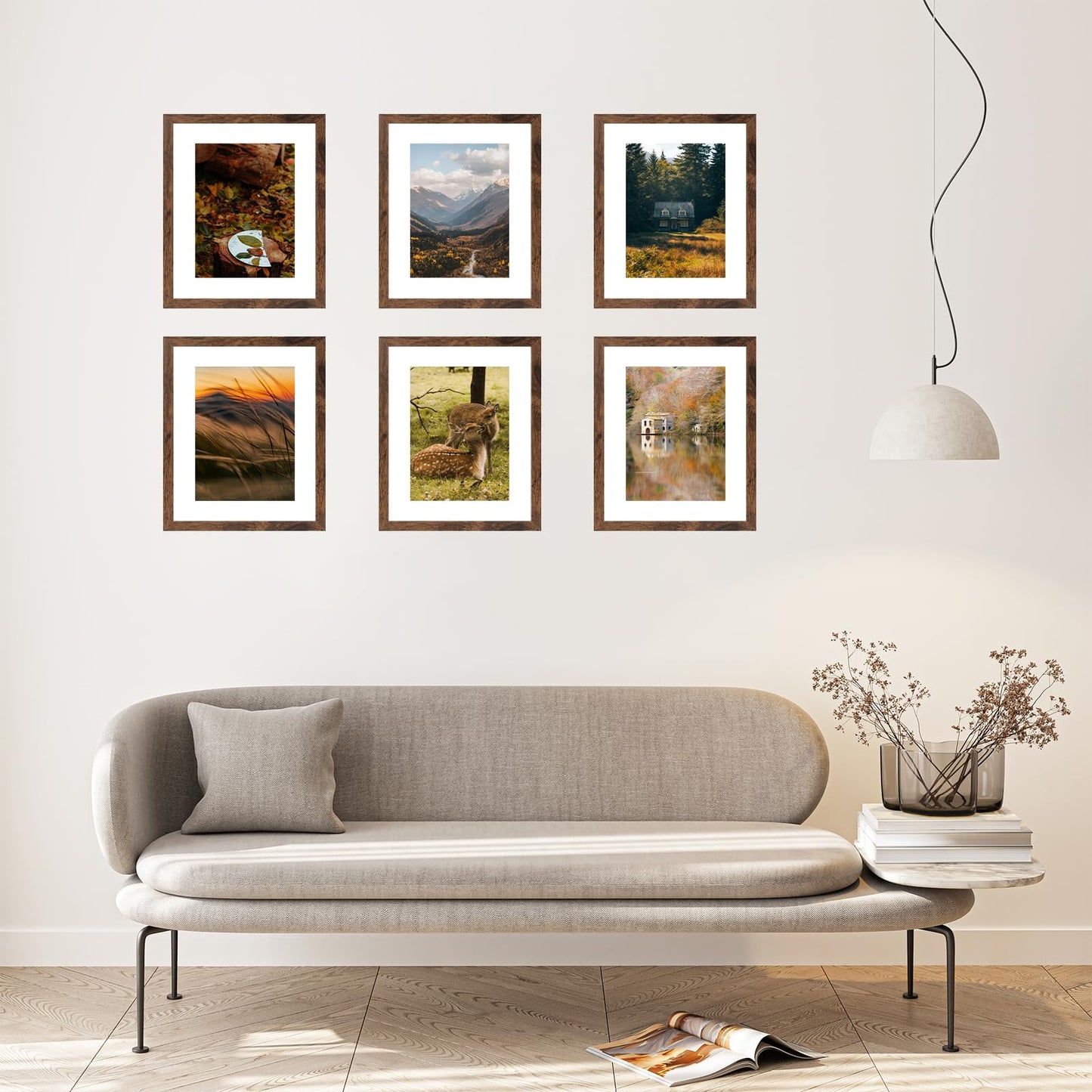 QOTIB 11x14 Picture Frame with 8x10 Mat Deep Brown, Display 8x10 with Mat or 11x14 Without Mat, Wood 11 by 14 Photo Frame, 11 x 14 Frame for Wall Hanging Display, Deep Brown