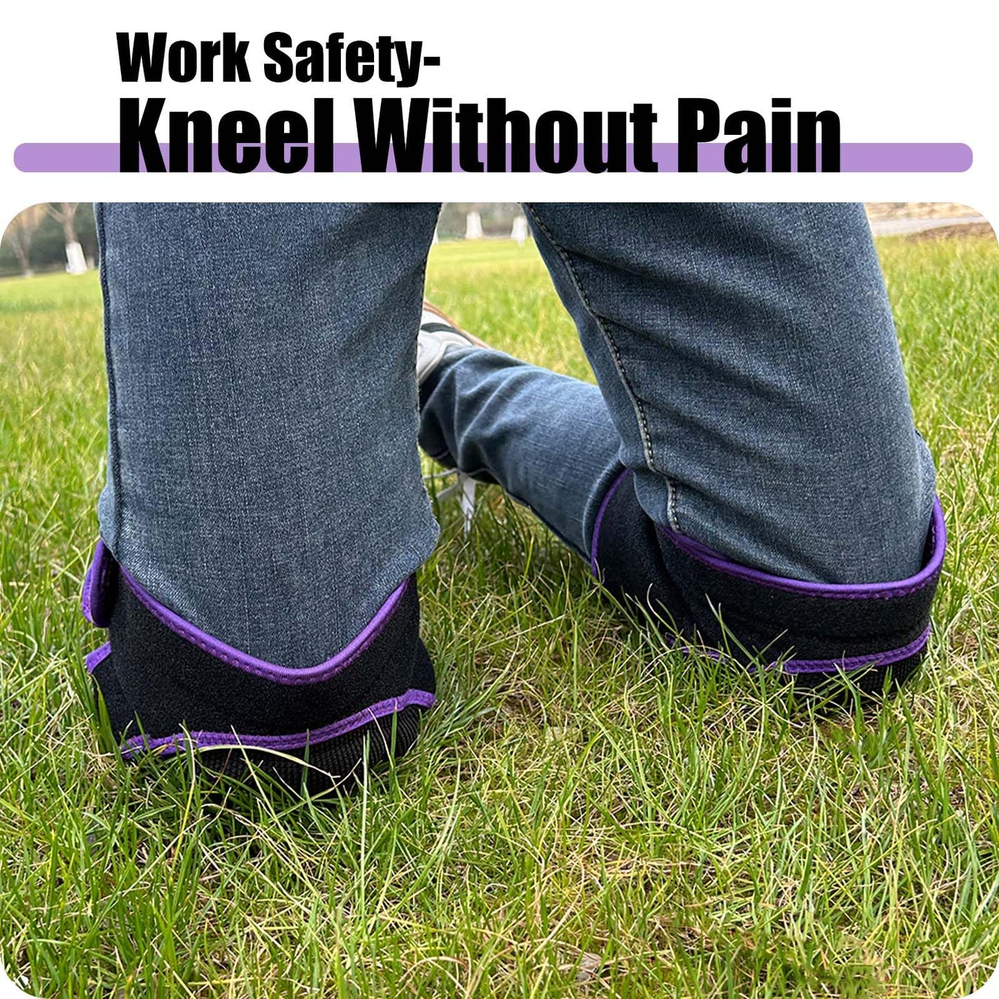 Knee Pads for Women & Men, Waterproof Kneepads for Gardening, Weeding, Floor Cleaning & Mechanic Work, Comfortable Knee Pad with Soft Foam Cushions for Kneeling, Anti-Slip & Adjustable, Purple M