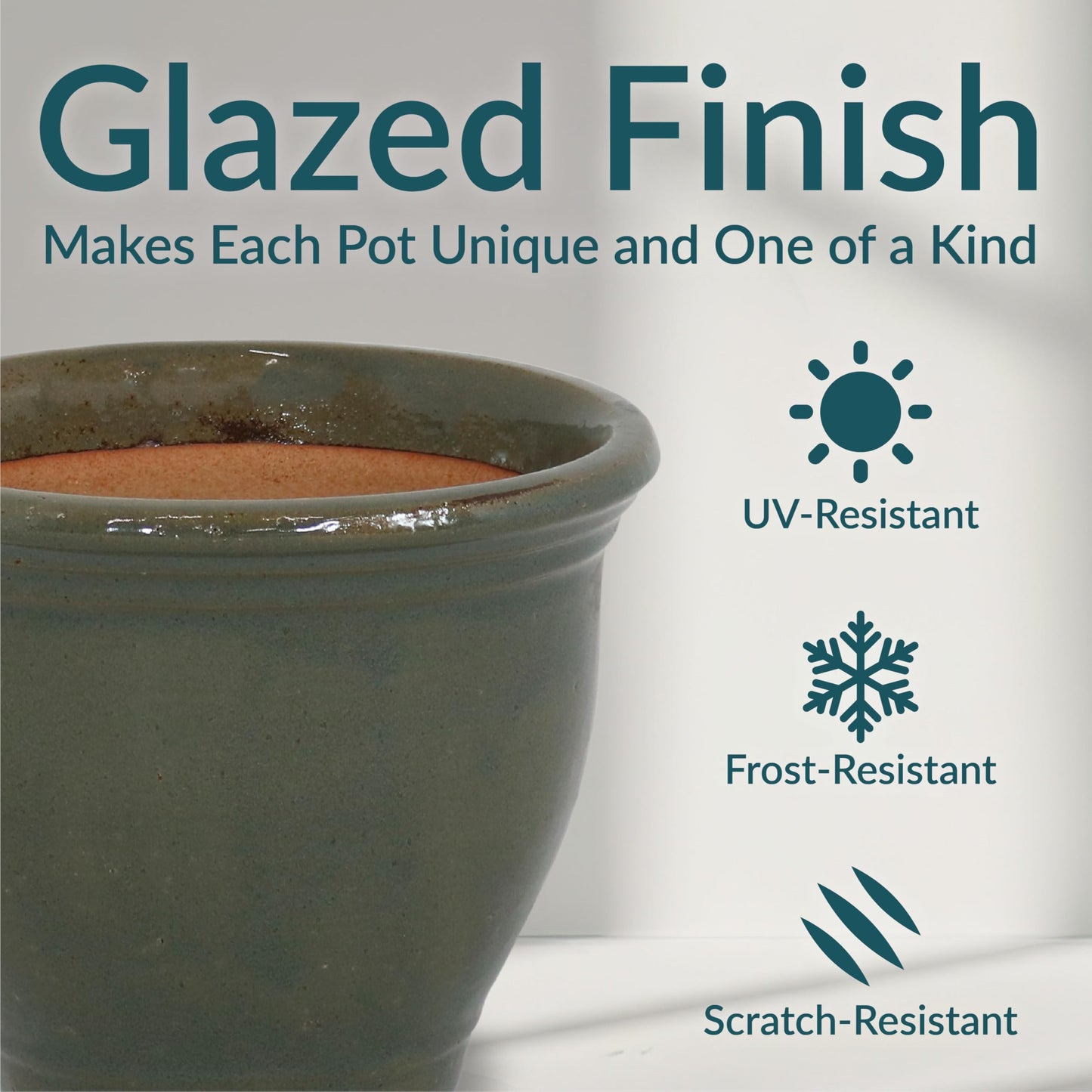 Sunnydaze Round Ceramic Planter - Set of 2 Indoor or Outdoor Plant Pots with Drainage Hole - Studio - 9" - Gray Glaze