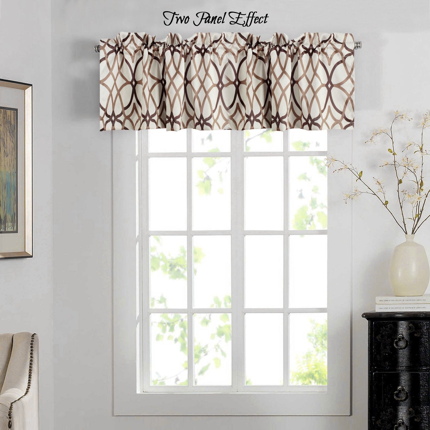 H.VERSAILTEX Blackout Curtain Valances for Kitchen/Bathroom - Thermal Insulated Window Valances for Living Room/Bedroom Rod Pocket Short Curtain 1 Panel, 52x18 inch, Geo in Taupe and Brown