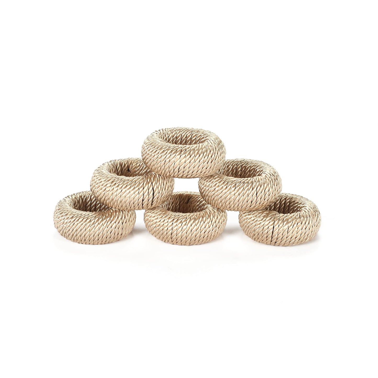 ALPHA Living HOME 12-Piece Woven Napkin Rings - Decorative Yarn Napkin Holders for Tabletop, Dining, Wedding, Parties, Home Decor,Gifting & Outdoor Event (Beige)