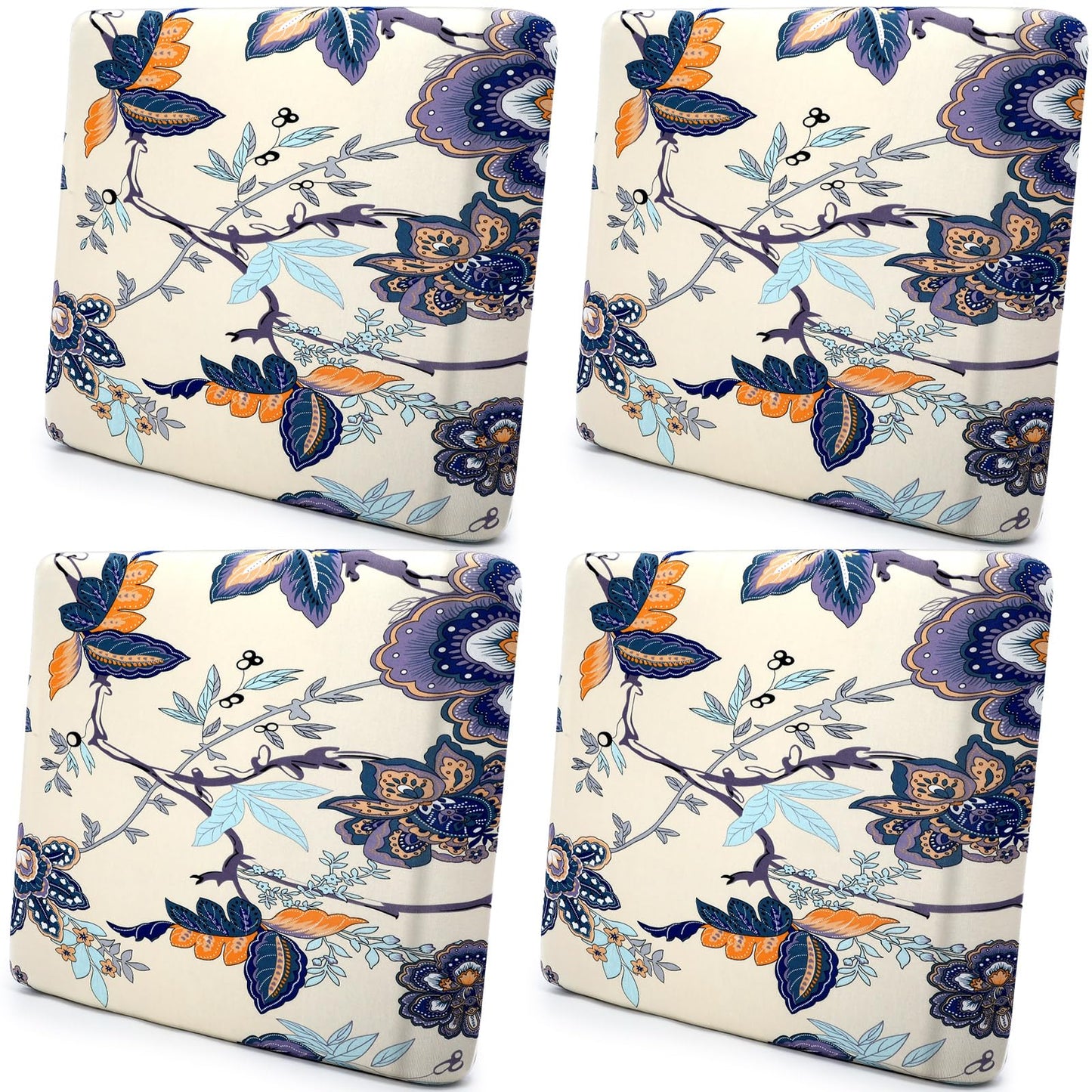 SmoothNovelty 4 Pcs Printed Couch Cushion Covers Stretch Furniture Sofa Washable Floral Replacement Seat Covers for Indoor and Outdoor (Poppy)