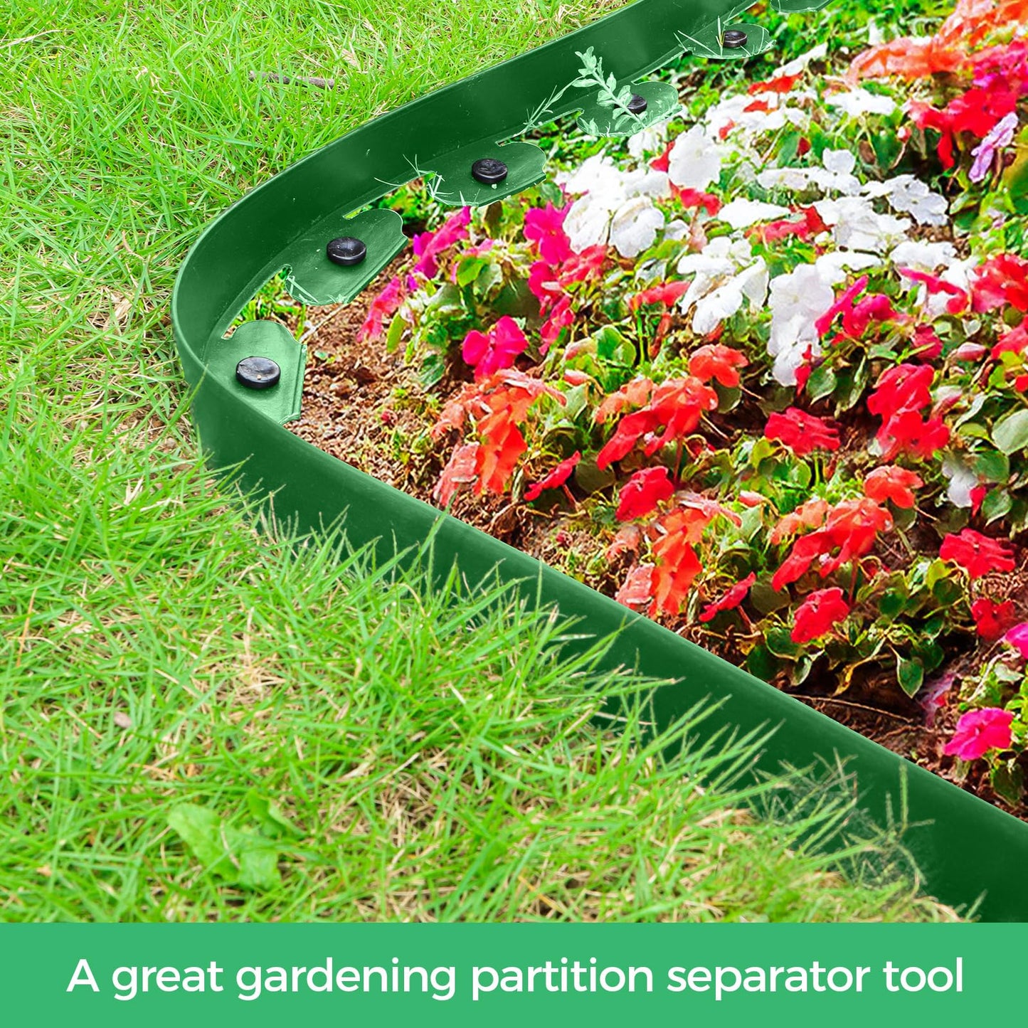 2-Inch x 50 FT Landscape Edging Border with 75 Stakes, Garden Edging Border Lawn Edging Border, Plastic Edging Border Flexible for Garden Flower Beds Lawn Yard Paver Pathway (Green)