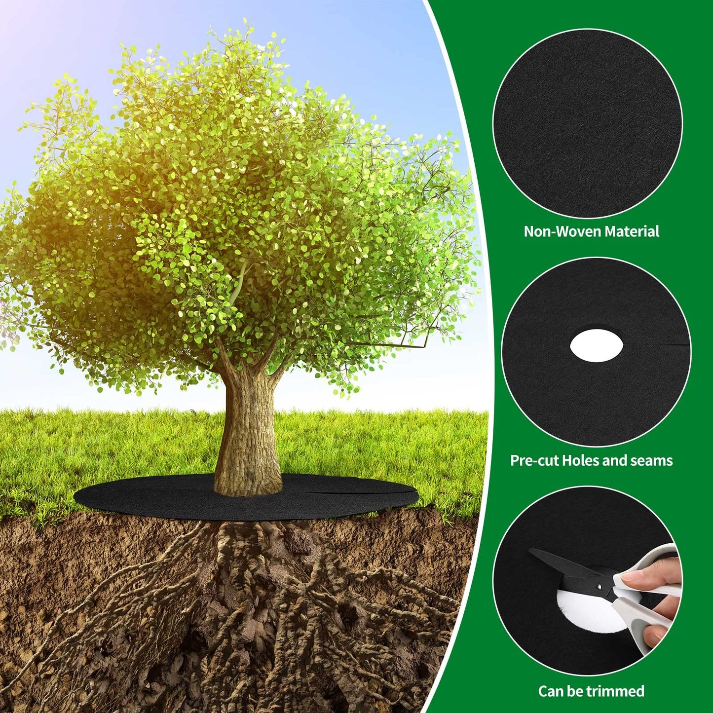 Shimeyao 16 Pcs 32. 2 Inch Non Woven Tree Mulch Ring Round Tree Weed Barrier Mat Reusable Landscape Protector Base Barrier Fabric for Weed Root Protection (Black)
