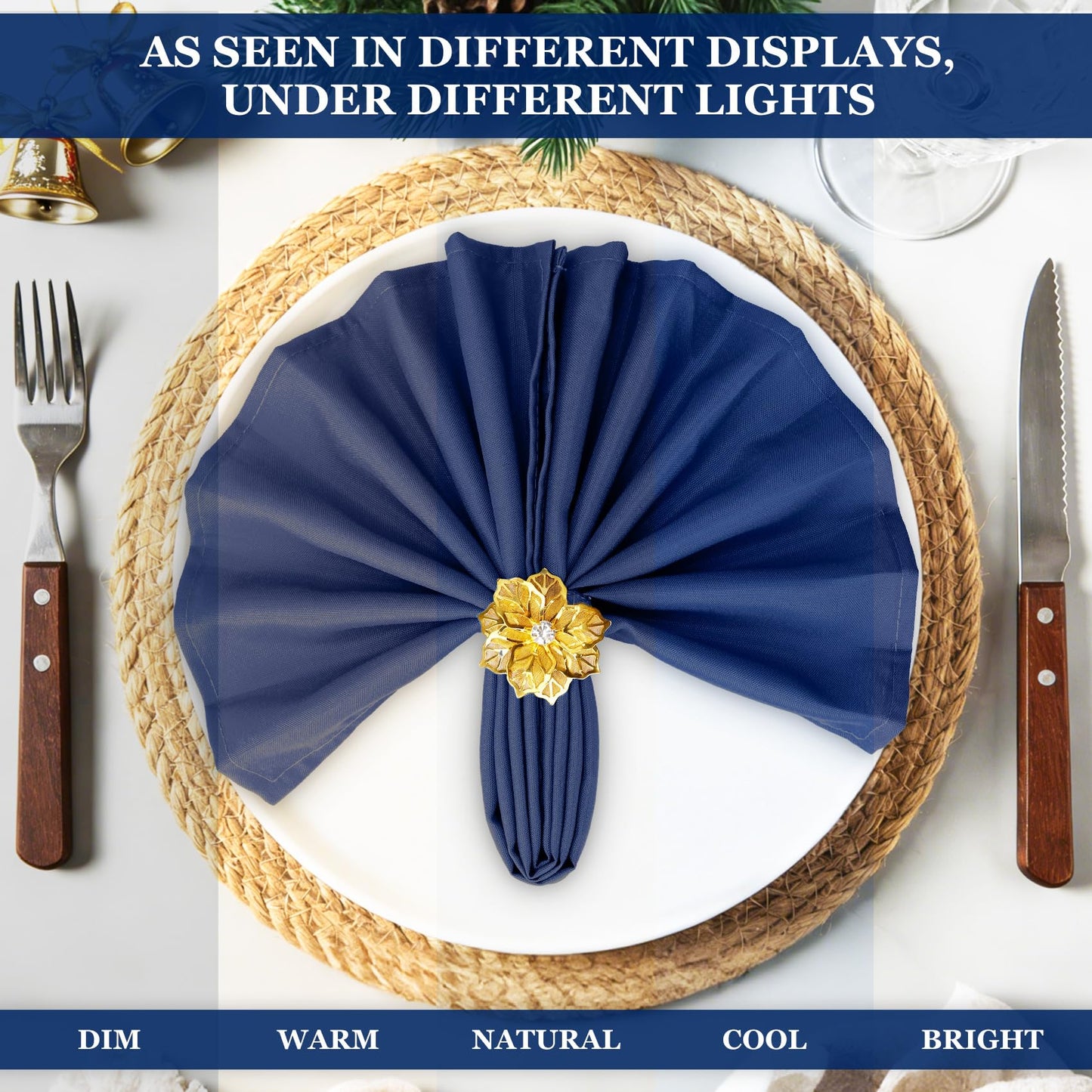 SuperO Set of 80 Cloth Napkins 17 x 17 Inch, Polyester Solid Washable Dinner Napkins with Hemmed Edges,Great for Restaurant, Wedding and Party(Navy Blue)