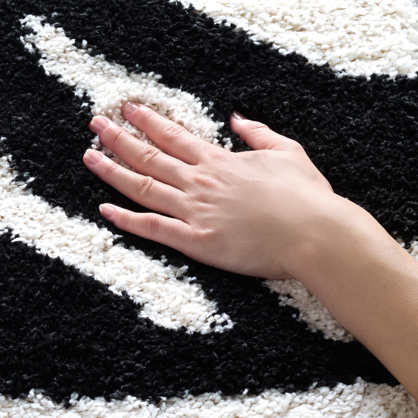 SAFAVIEH Florida Shag Collection Accent Rug - 3'3" x 5'3", Ivory & Black, Non-Shedding & Easy Care, 1.2-inch Thick Ideal for High Traffic Areas in Entryway, Living Room, Bedroom (SG452-1290)