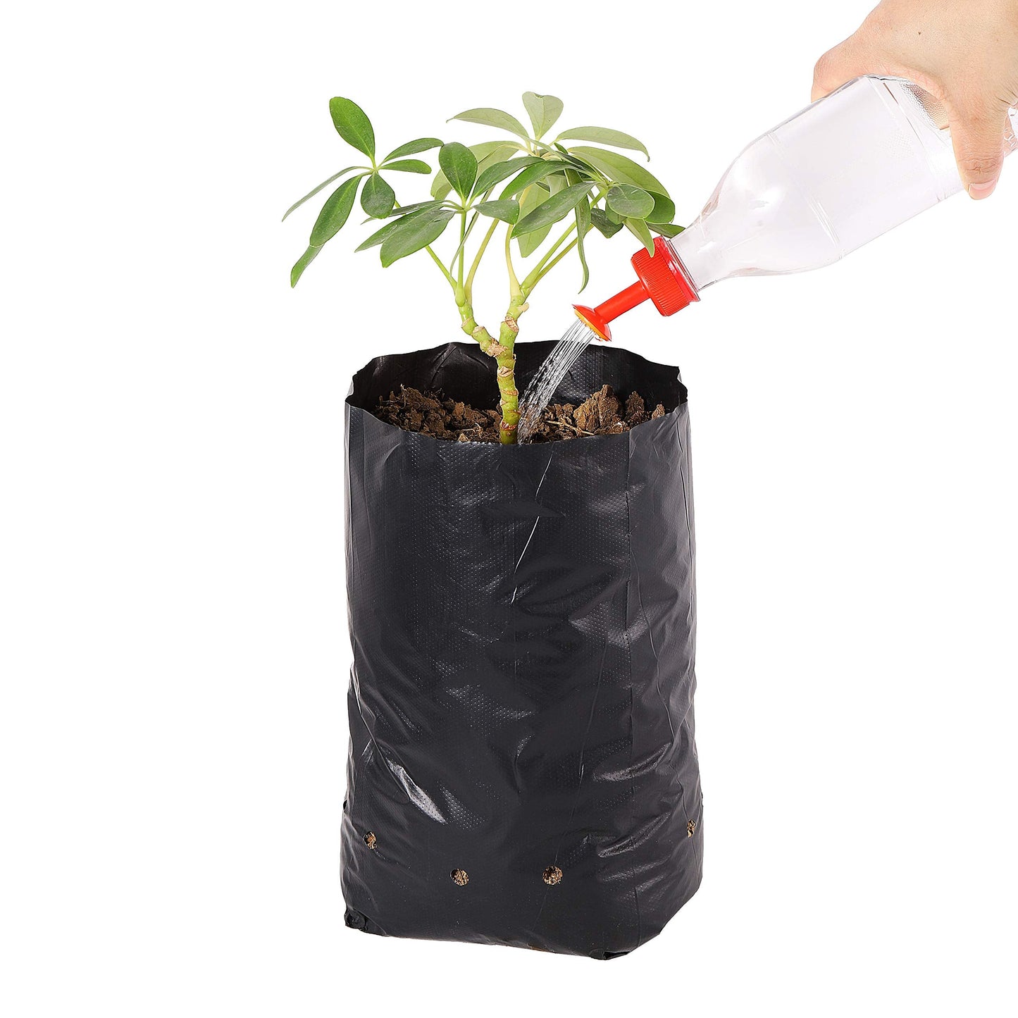 100 Pcs Nursery Growing Bags Seedling Starter Bags with 30 Plant Labels & 2 Mini Watering Sprinklers Plant Grow Bags Plants Pots Plastic Pouches for Garden Trees,Flowers, Vegetable(9.2x4.9x3.5 Inch)