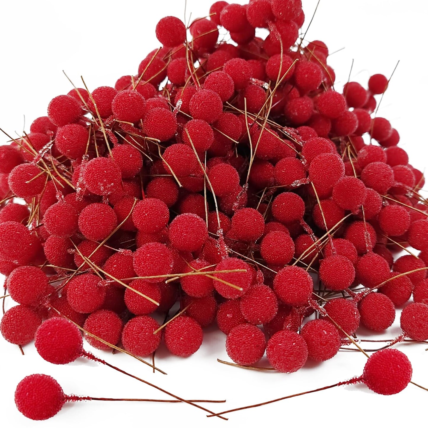 YOOHUA 300PCS 12mm Artificial Holly Berries, Artificial Berry, Mini Frosted Fruit Holly Berries for Christmas Tree Decorations Crafts Party Wedding Holiday Season Winter Décor Home Decor