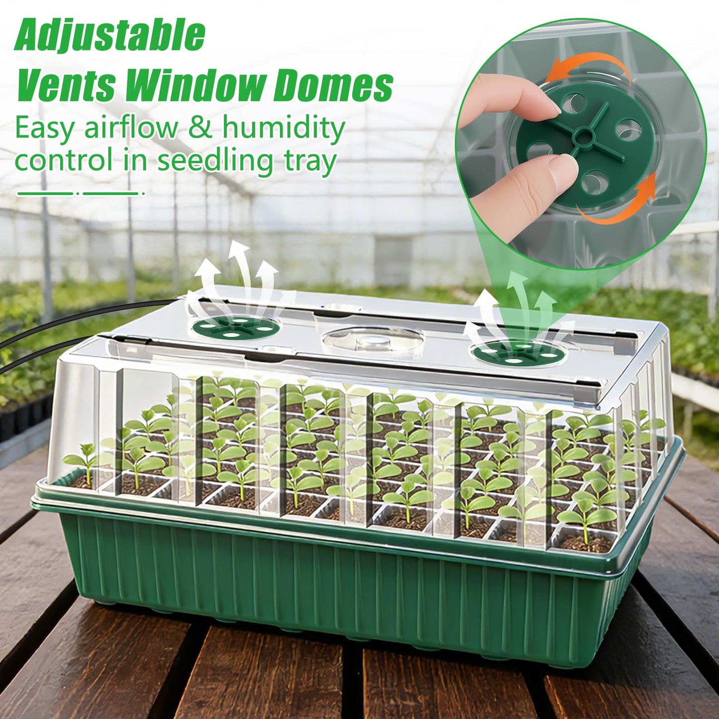 2 Set 120-Cell Seed Starter Kit with Seedling Heat Mat, Self-Watering Seed Starter Tray with Adjustable Brightness Timed Grow Light Humidity Domes, Indoor Seedling Starter Tray Plant Germination Kit