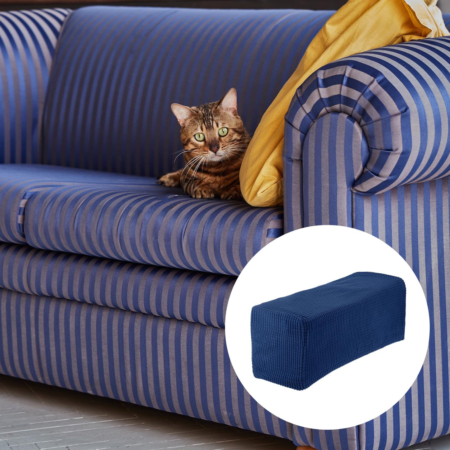 uxcell 2pcs Stretch Armrest Covers for Chairs/Sofas, Couch Arm Covers with Twist Pin, Furniture Protector Slipcovers Navy Blue