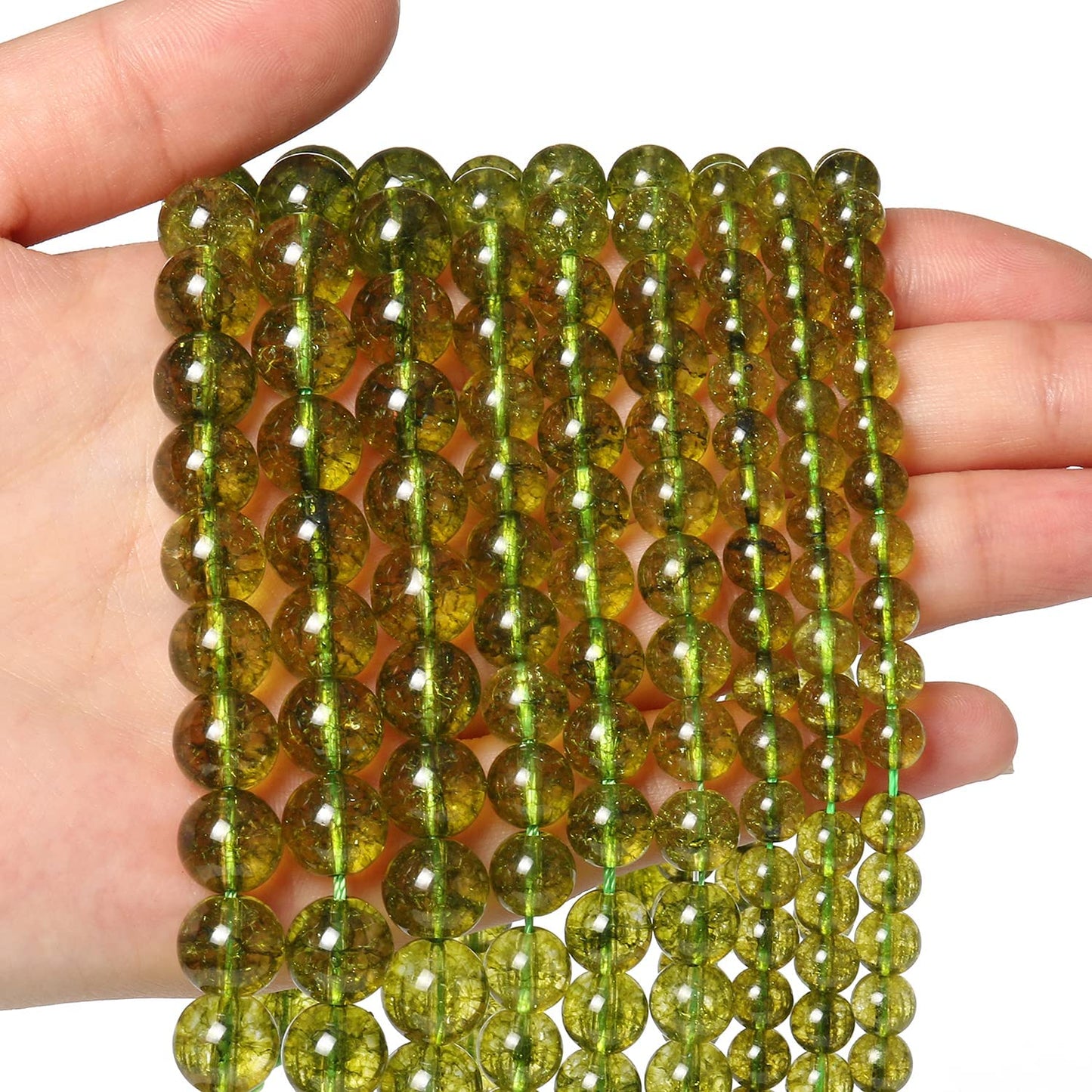 About 45pcs 8mm Natural Stone Beads Peridot Beads Crystal Gemstone for Jewelry Making, DIY Bracelet Necklace