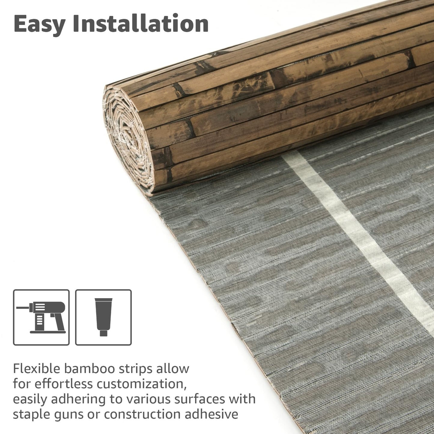 Art3d Natural Bamboo Wall Panel for Interior Wall Decor, Renewable Pole Wrap Wainscoting Paneling for Wall Ceiling Furniture Cabinet Office, 48 x 96 Inch - Dark Burned