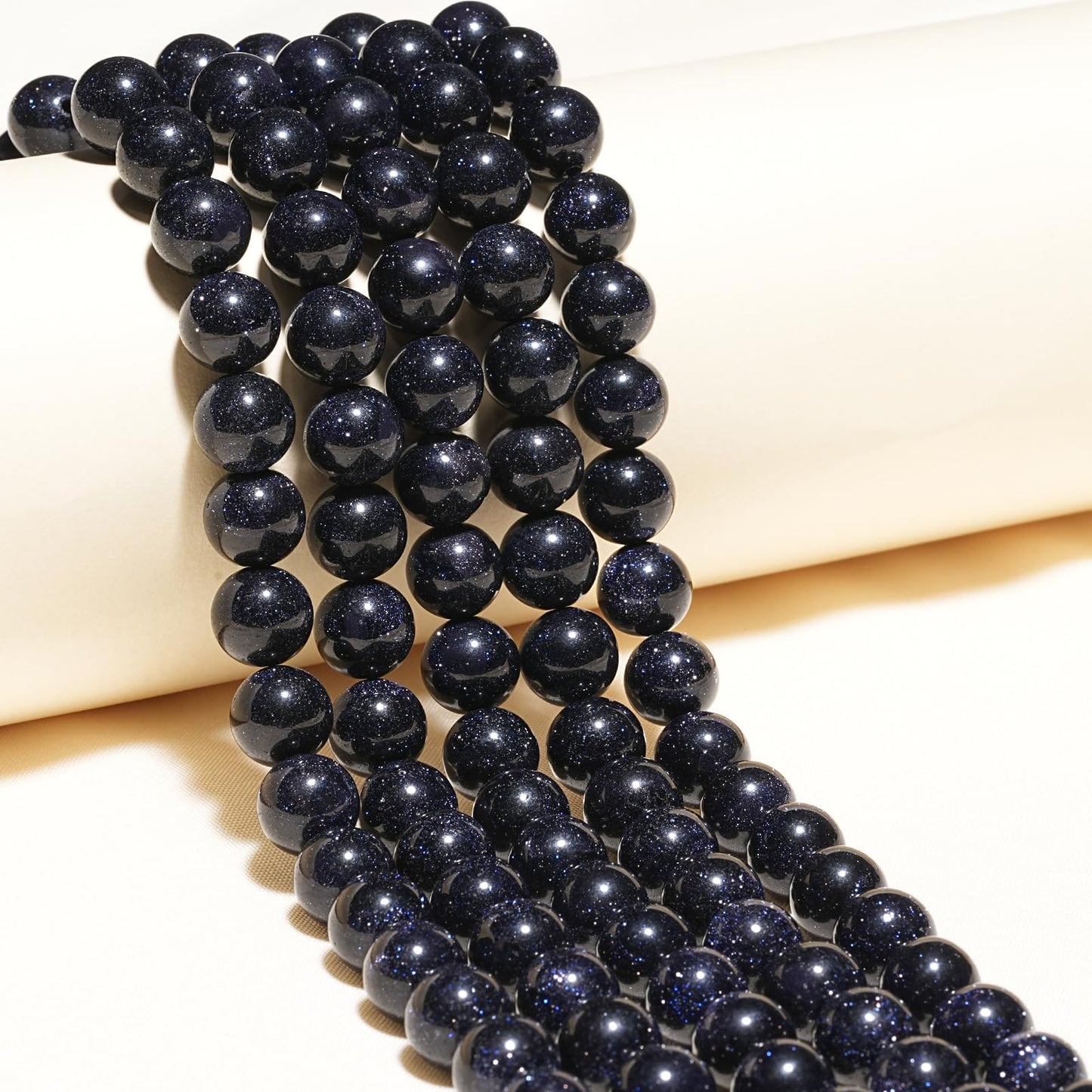 8mm Natural Blue Sandstone Gemstone Polished Round Smooth Stone Beads for Bracelets Jewelry Making