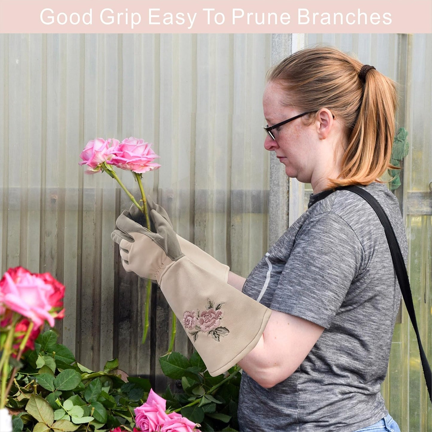 Intra-FIT Long Gardening Gloves for Women,Durable Rose Pruning Gloves Thorn Resistant for Weeding Planting Digging(X-Large,1 Pair)